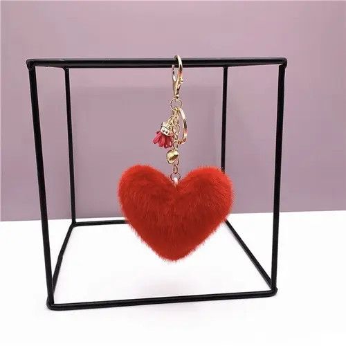 Other Soft Faux Fur Keychain Love Heart Plush Key Ring Car Key Size ONE SIZE - 3 Thumbnail