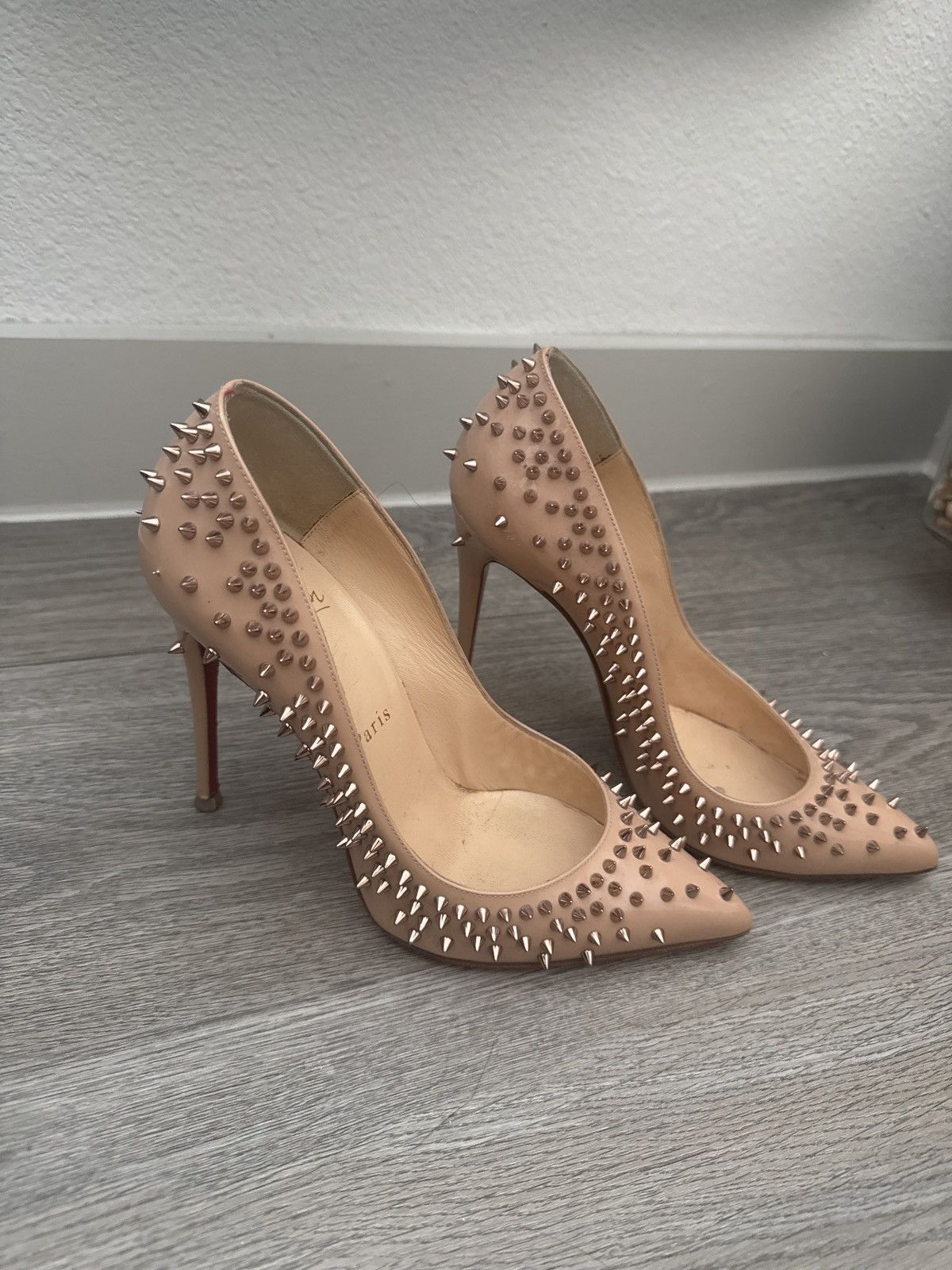 Christian Louboutin Christian Louboutin Spike Stud Leather Pump / Heel Size US 7.5 / IT 37.5 - 2 Thumbnail