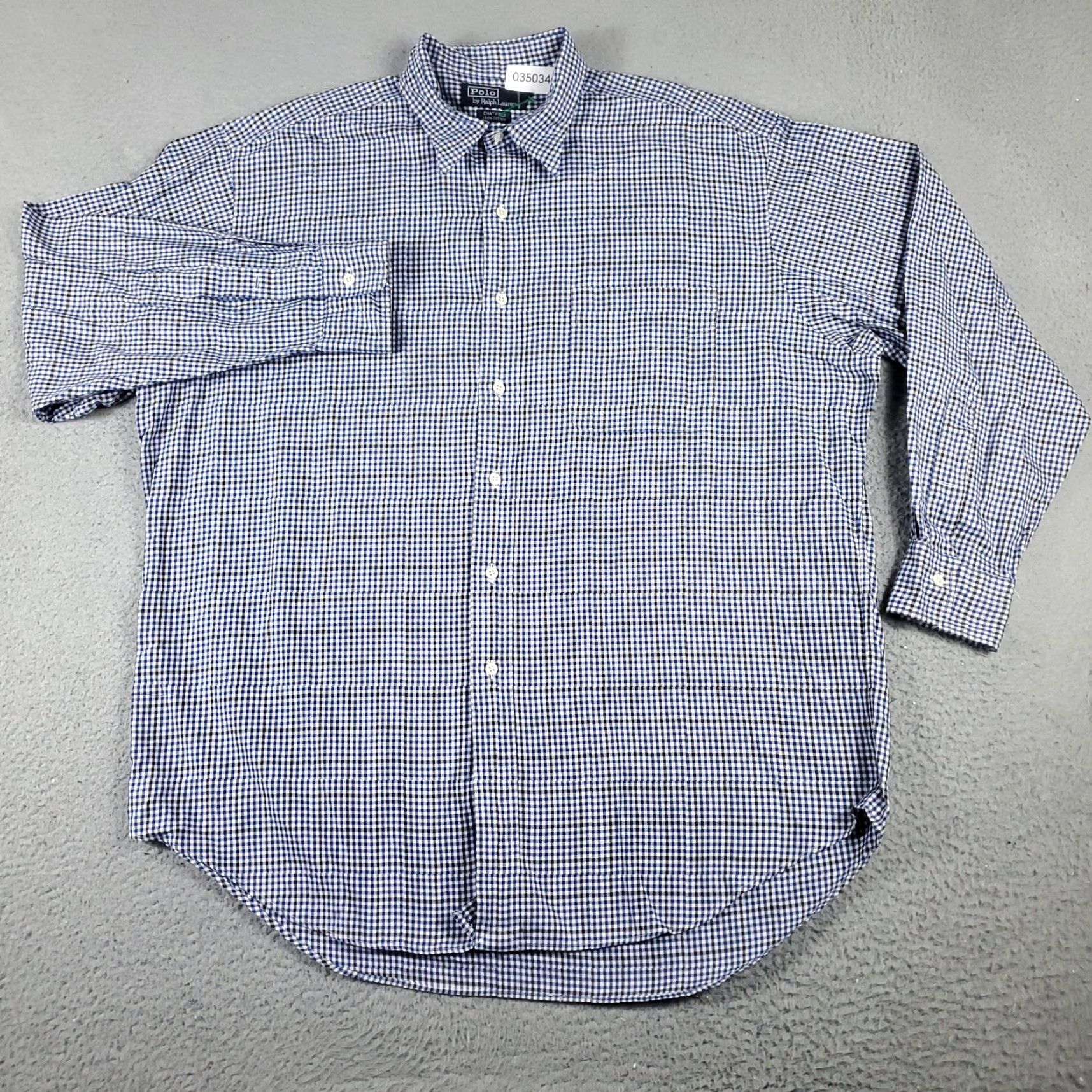 Ralph Lauren Ralph Lauren Dress Shirt Mens 16.5 Blue Check Button-Down Long Sleeve Regular Fit Non-Iron Casual Business Shirt (Blue) Mens Size 42R - 2 Thumbnail