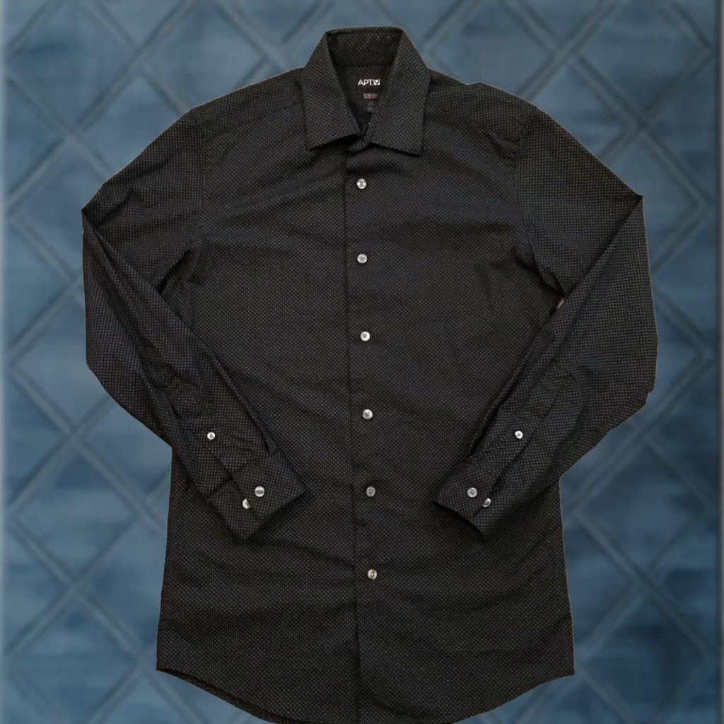 apt 9 black dress shirt Apt. 9 Mens 14.5 Long Sleeve Geometric Slim Fit Stretch Button Up Soft textured jersey fabric loop:jaimeeyeletminidress Black Dress Plus Size Color:Black (6)