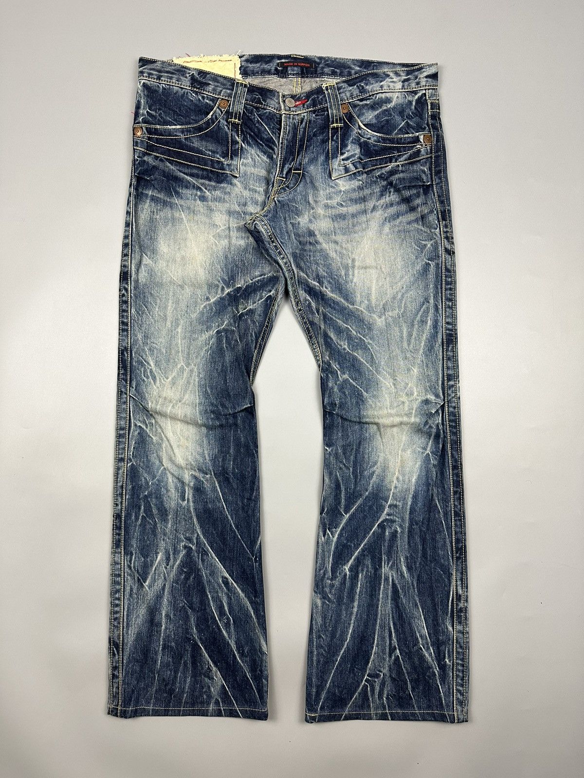 If Six Was Nine × Le Grande Bleu (L.G.B.) 🔥Rare🔥Vintage Blue Way Nippon Whiskered Flared Denim Size US 37 - 1 Thumbnail