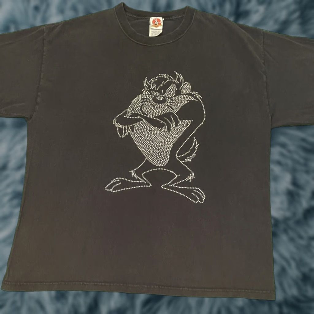 Vintage VINTAGE Looney Tunes Taz Devil Rhinestone Jeweled 2007 Shirt Mens XL Black 90s Y2k Hip Hop Cartoon Grunge Punk Rhinestone Jeweled Shirt Mens XL Size US XL / EU 56 / 4 - 1 Thumbnail