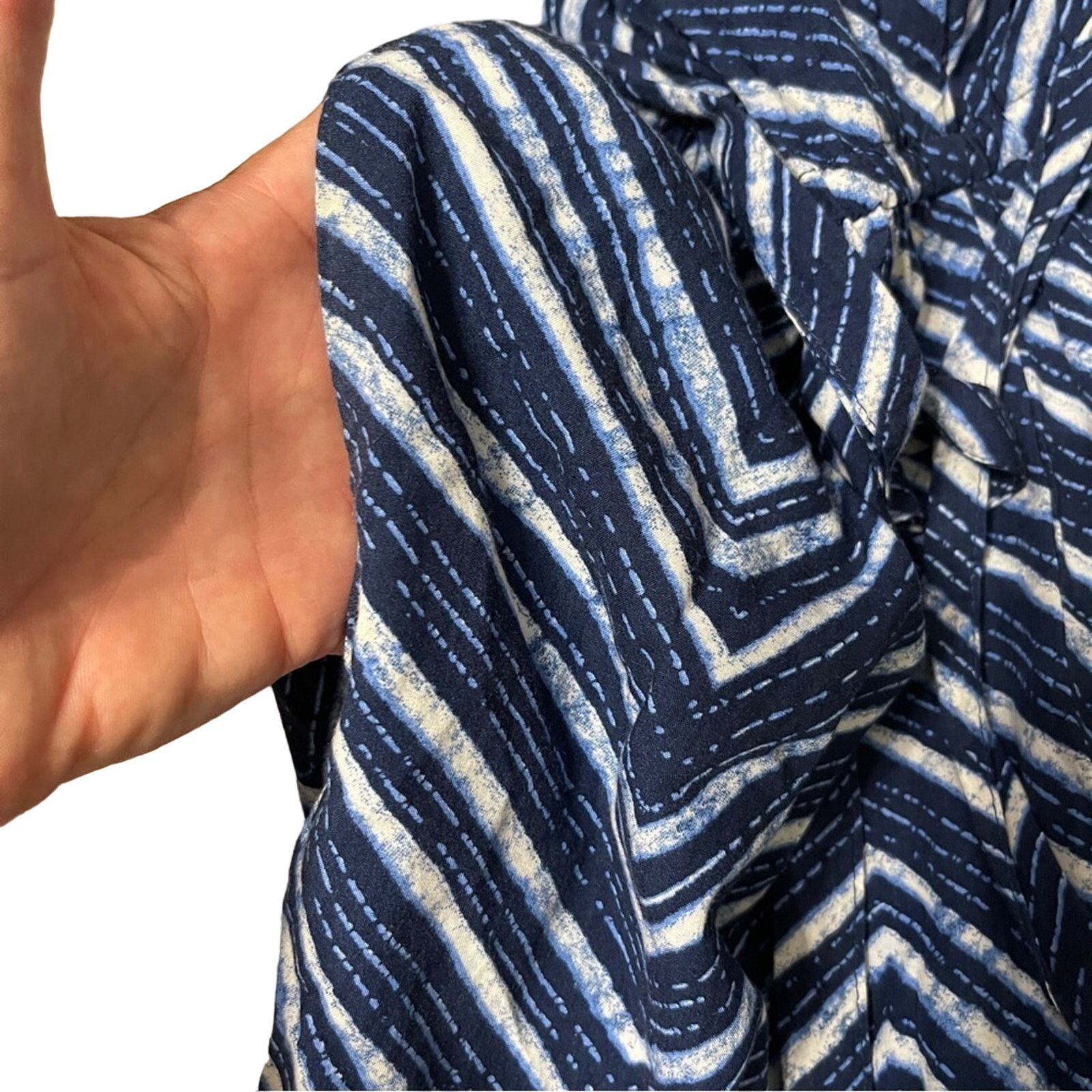 Gap GAP Tie-Waist Culotte Patterned Jumpsuit Blue White Size XS Size 26" / US 2 / IT 38 - 4 Thumbnail