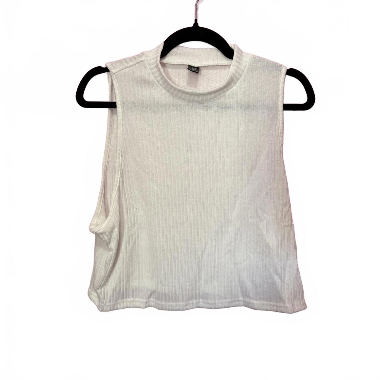 Designer Stylish White Ribbed Crop Top Size M / US 6-8 / IT 42-44 - 1 Preview