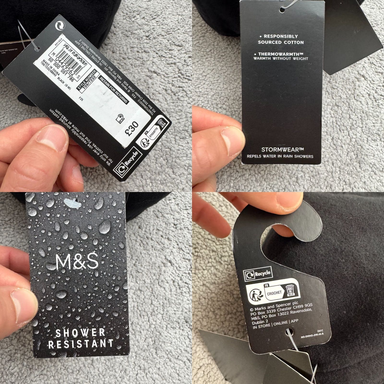 OAMC M&S Mark & Spencer Flat Cap Hat S/M Stormwear Shower Resistant Quilted Lined Black Cotton Men Flat Cap Lane? Size ONE SIZE - 8 Thumbnail
