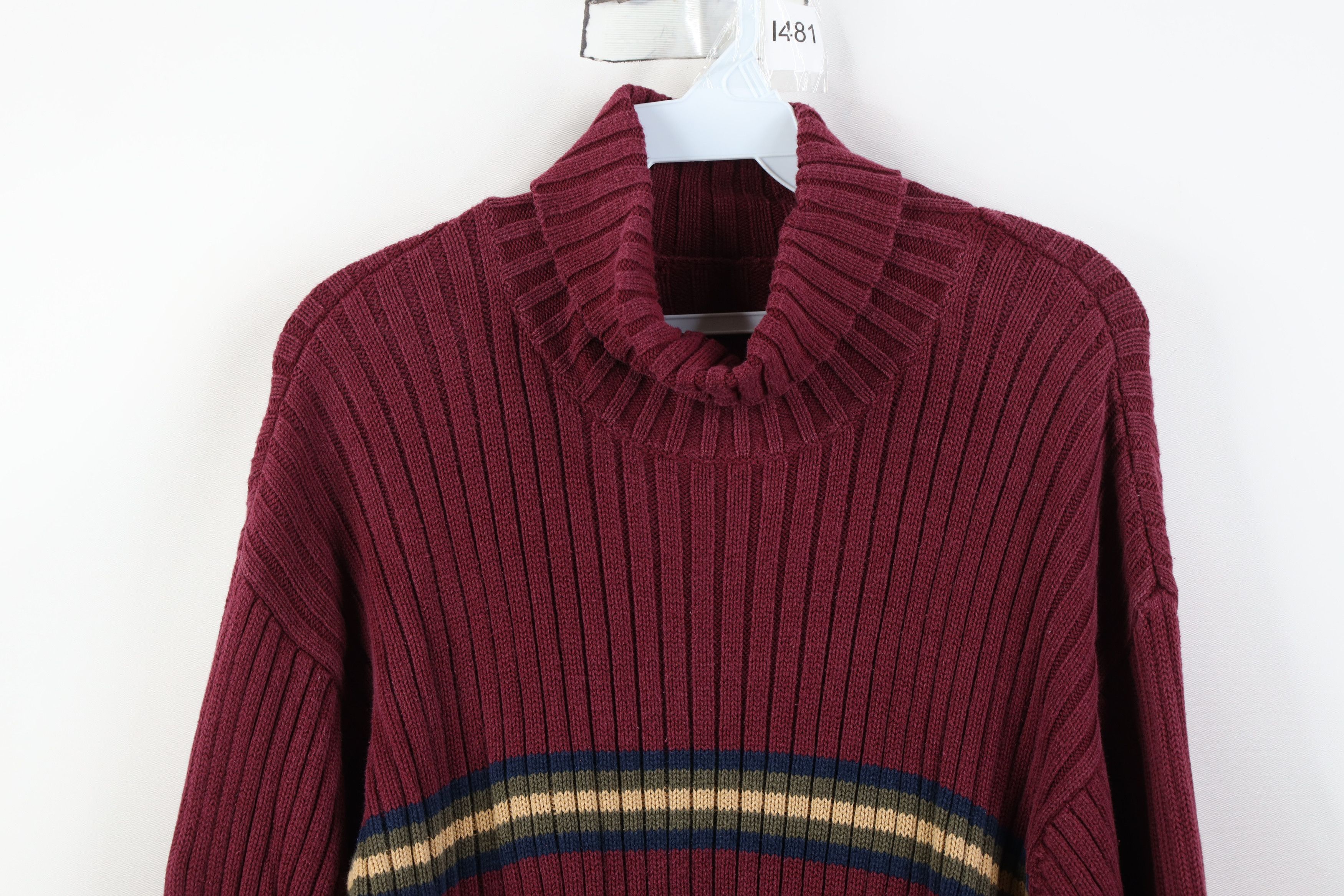 Vintage Vintage 90s Streetwear Heavy Ribbed Knit Turtleneck Sweater Size US M / EU 48-50 / 2 - 2 Thumbnail