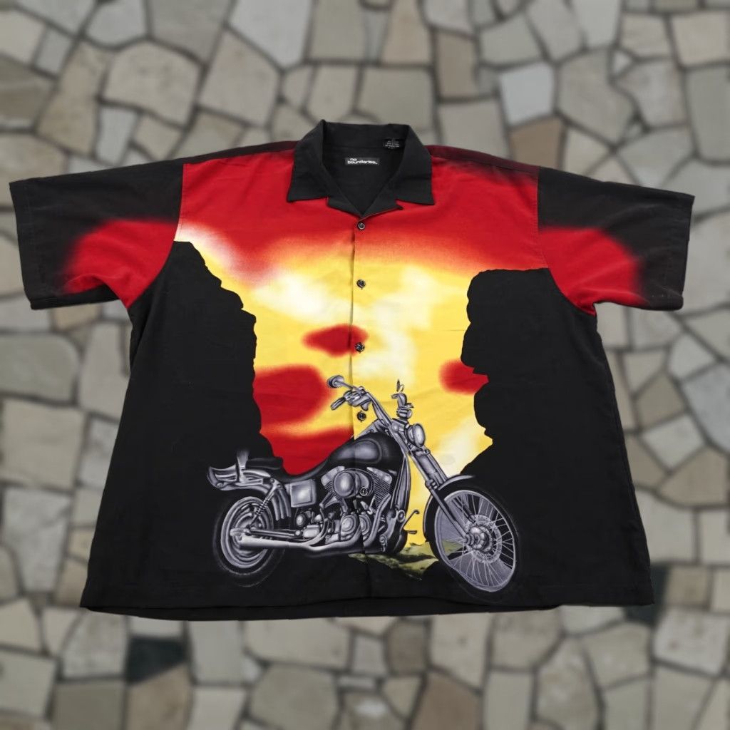 Vintage VINTAGE No Boundaries Shirt 3XL Black Red Button-Up Camp Motorcycle Biker Y2K Mens Size US XXL / EU 58 / 5 - 1 Thumbnail