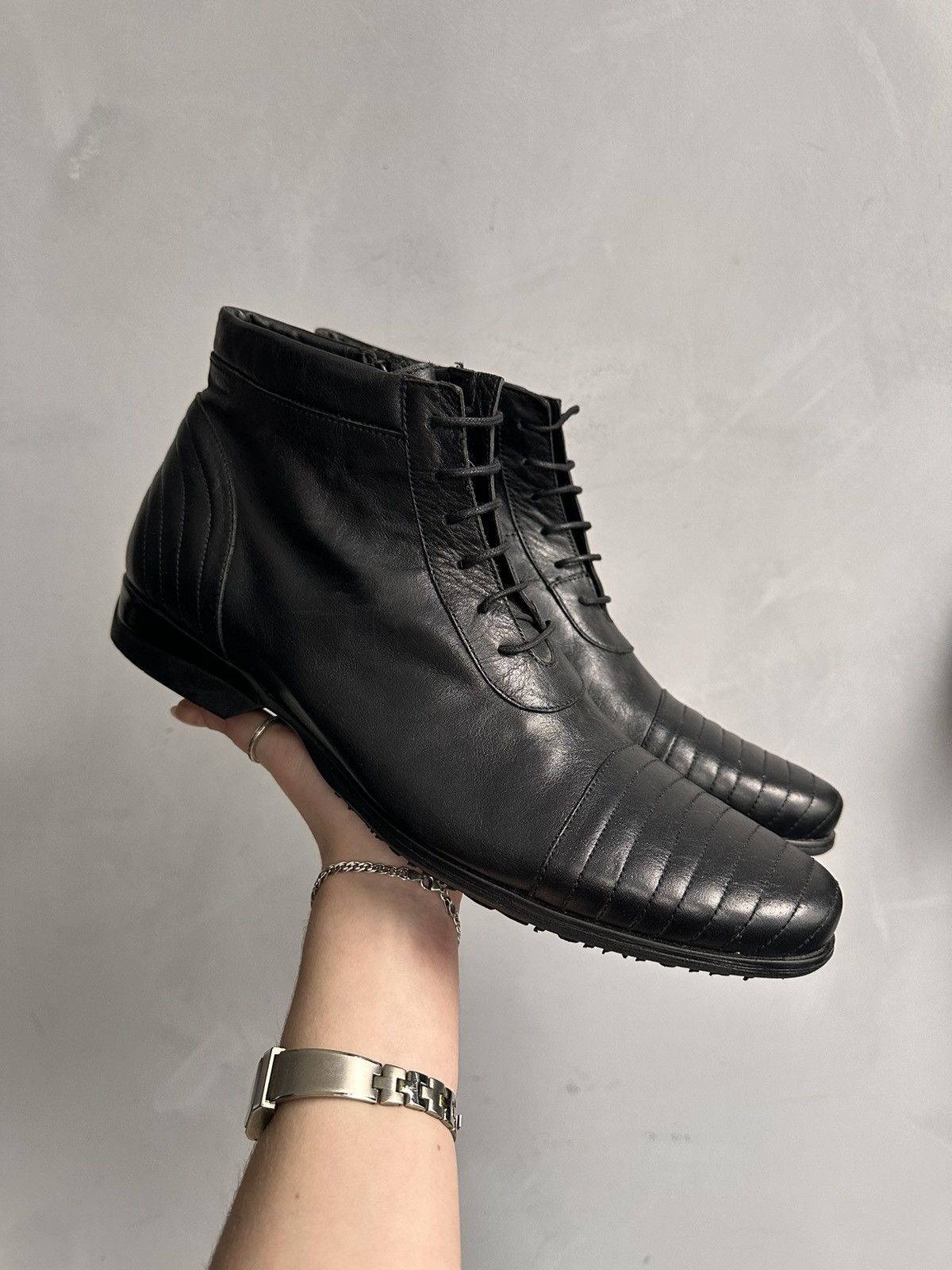 If Six Was Nine Leather Boots Hight Combat Western Guidi Style As 98 Rick Size US 11 / EU 44 - 2 Thumbnail