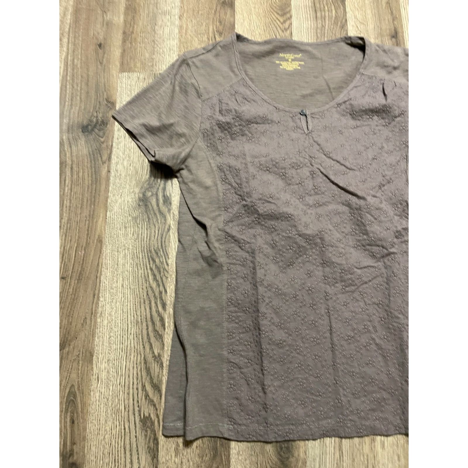Vintage NorthCrest Shirt Women’s Medium Brown Short Sleeve Scoop Neck Pullover Casual Regular Size M / US 6-8 / IT 42-44 - 3 Thumbnail