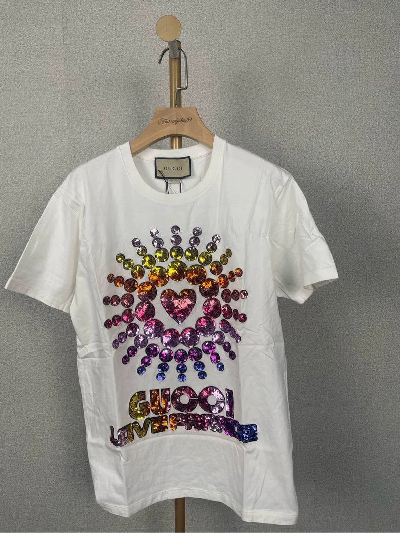 Gucci Gucci Love rainbow gradient sequin T-shirt 2504-Nextarrow Size US XS / EU 42 / 0 - 1 Thumbnail