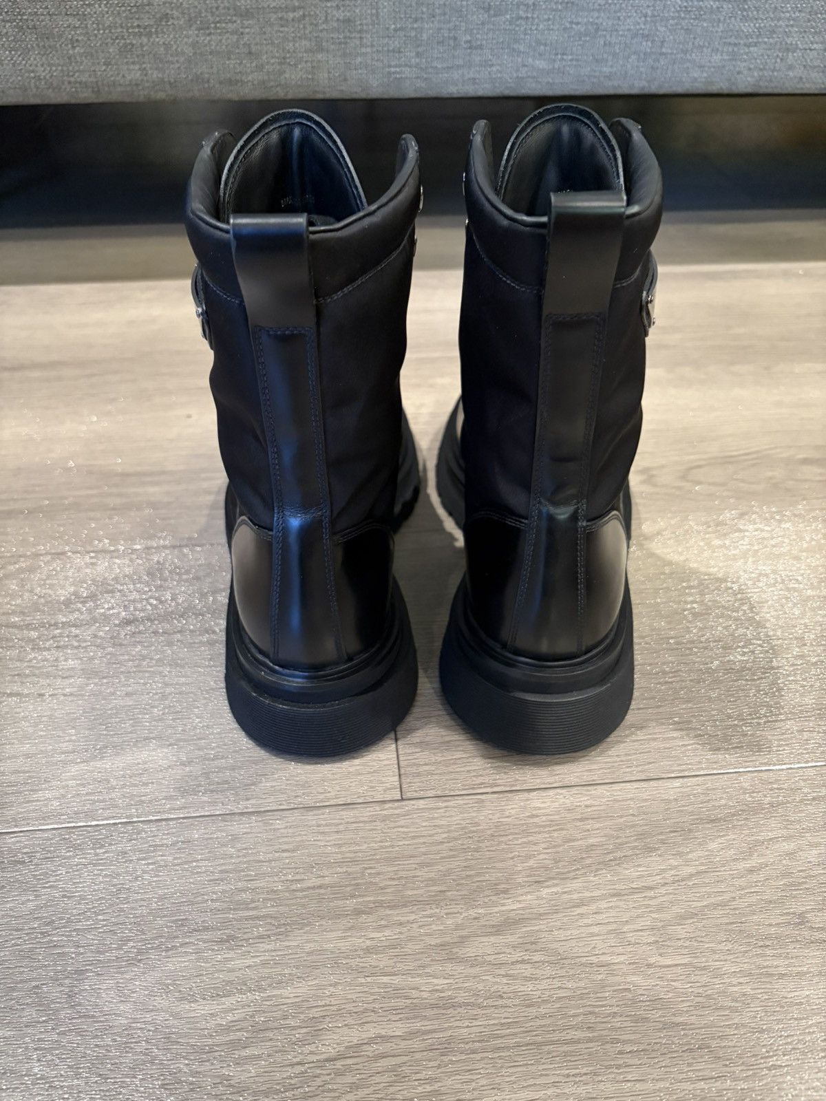 Prada Triangle logo combat boots in leather and nylon Size US 8 / EU 41 - 5 Thumbnail