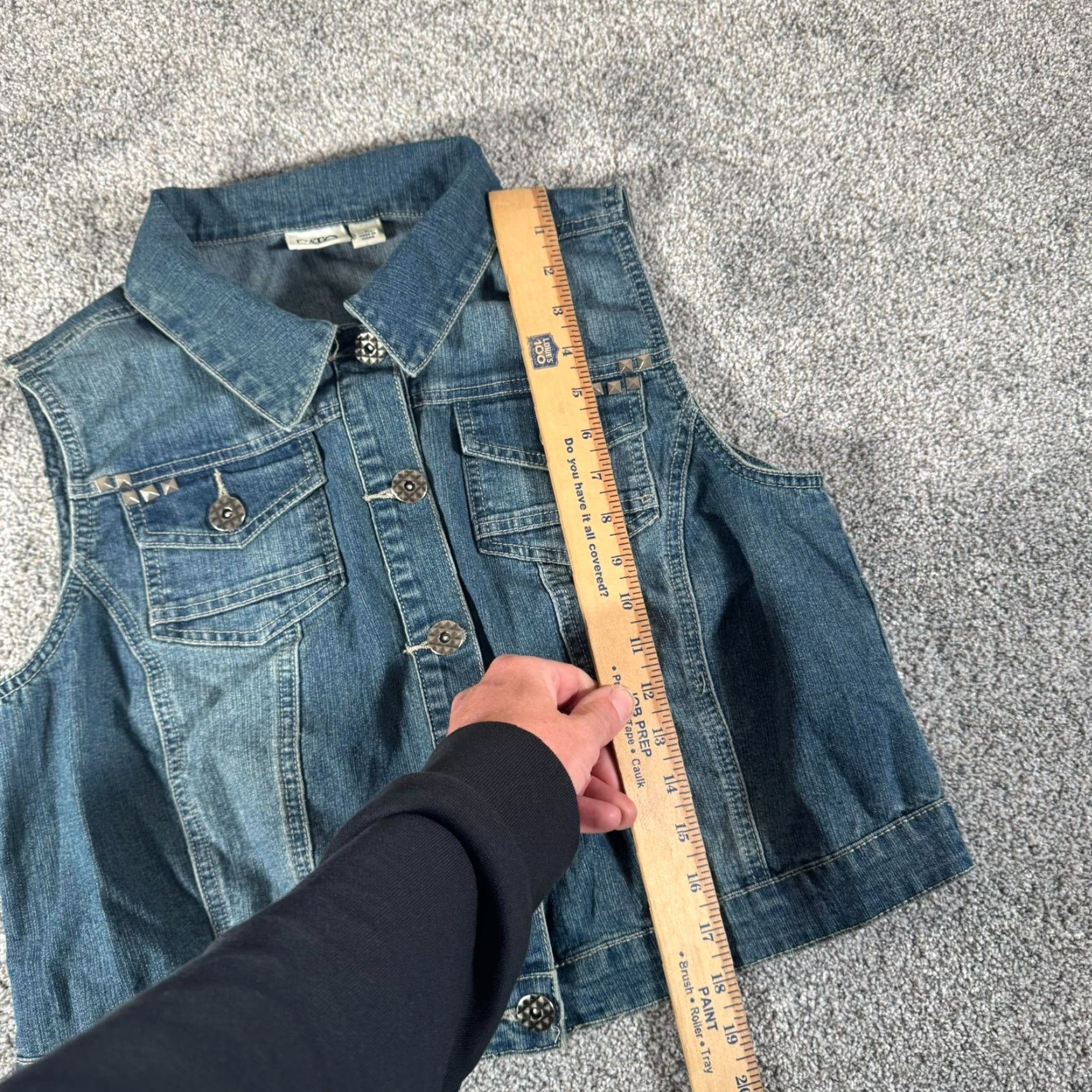 Vintage VINTAGE Cato Vest Denim Biker Grunge Streetwear Womens Large Sleeveless Cotton Blend Studded Pockets 90s Y2K Size L / US 10 / IT 46 - 6 Thumbnail