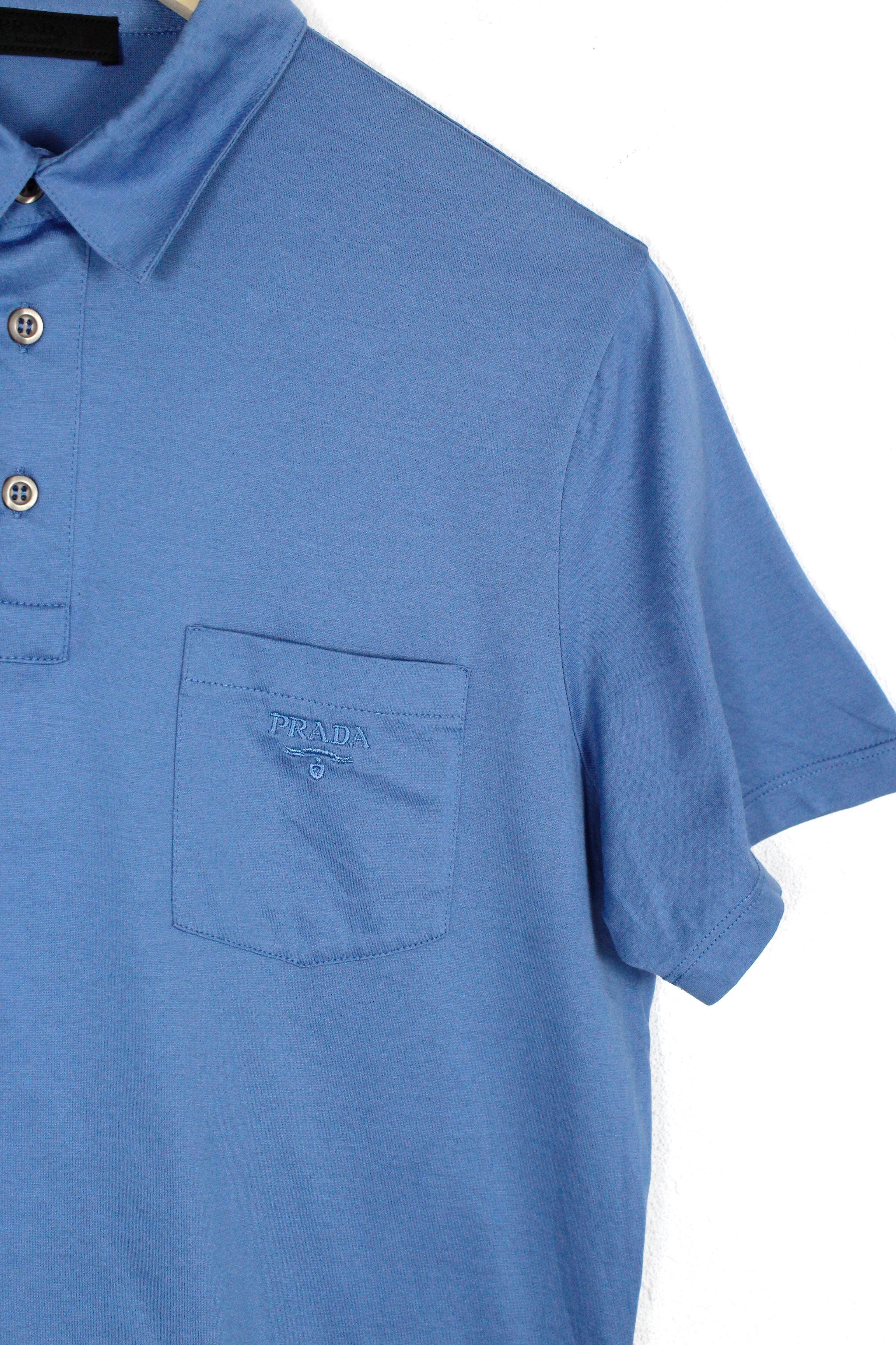 Prada Prada Pocket Logo Blue Polo Shirt M Size US M / EU 48-50 / 2 - 2 Thumbnail