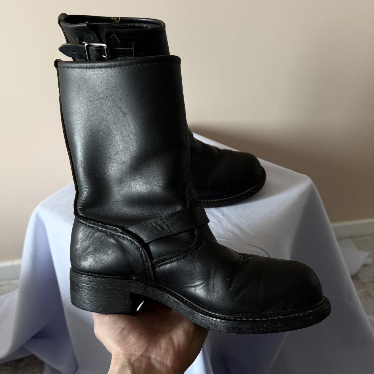 Dirk Bikkembergs Vintage 90s Engineer Made In USA Leather Boots Style Wesco Size US 7 / IT 37 - 8 Thumbnail
