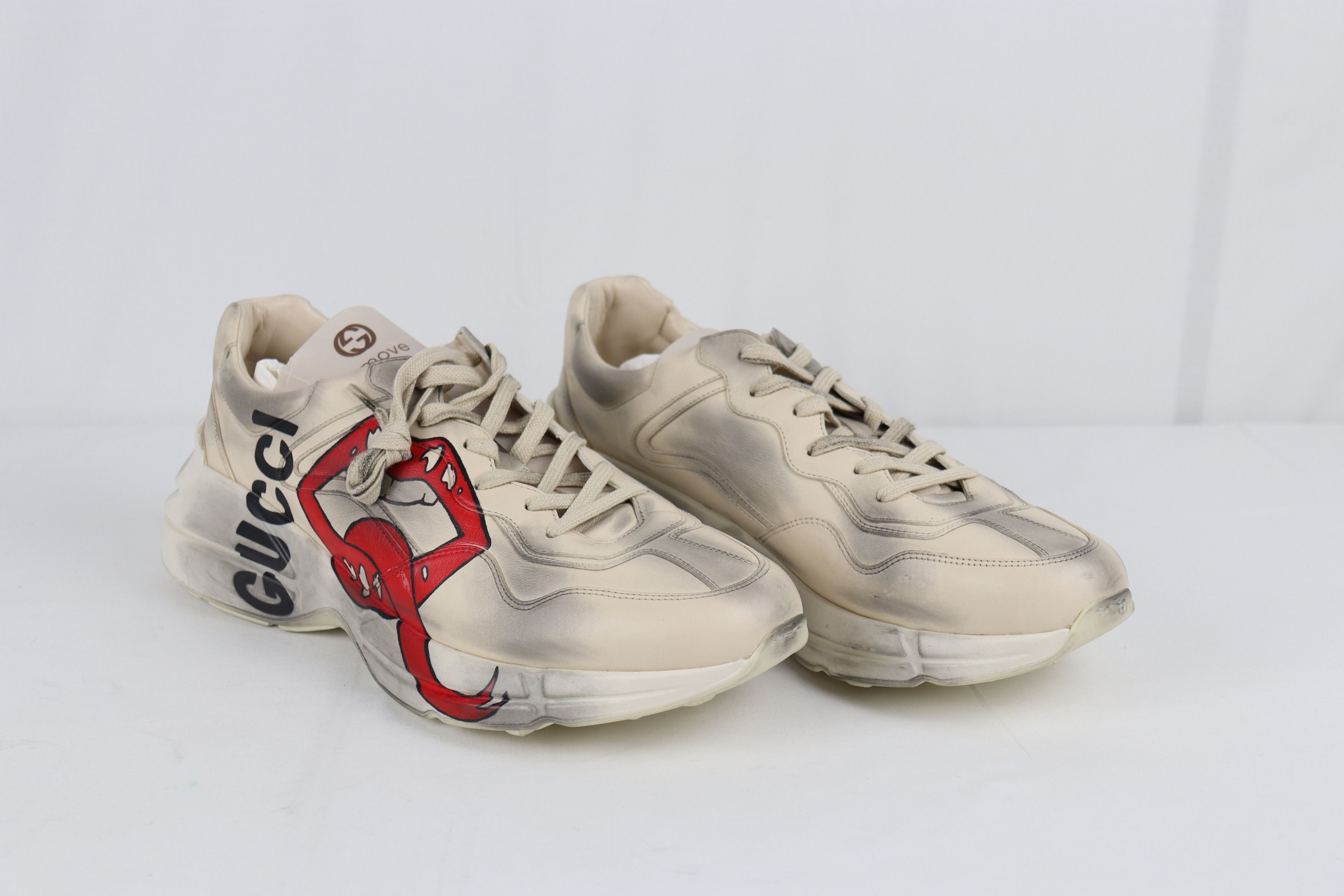 image of Gucci O1Rshd10124 Rython Mouth / Lips Sneakers In Ivory, Men's (Size 12.5)