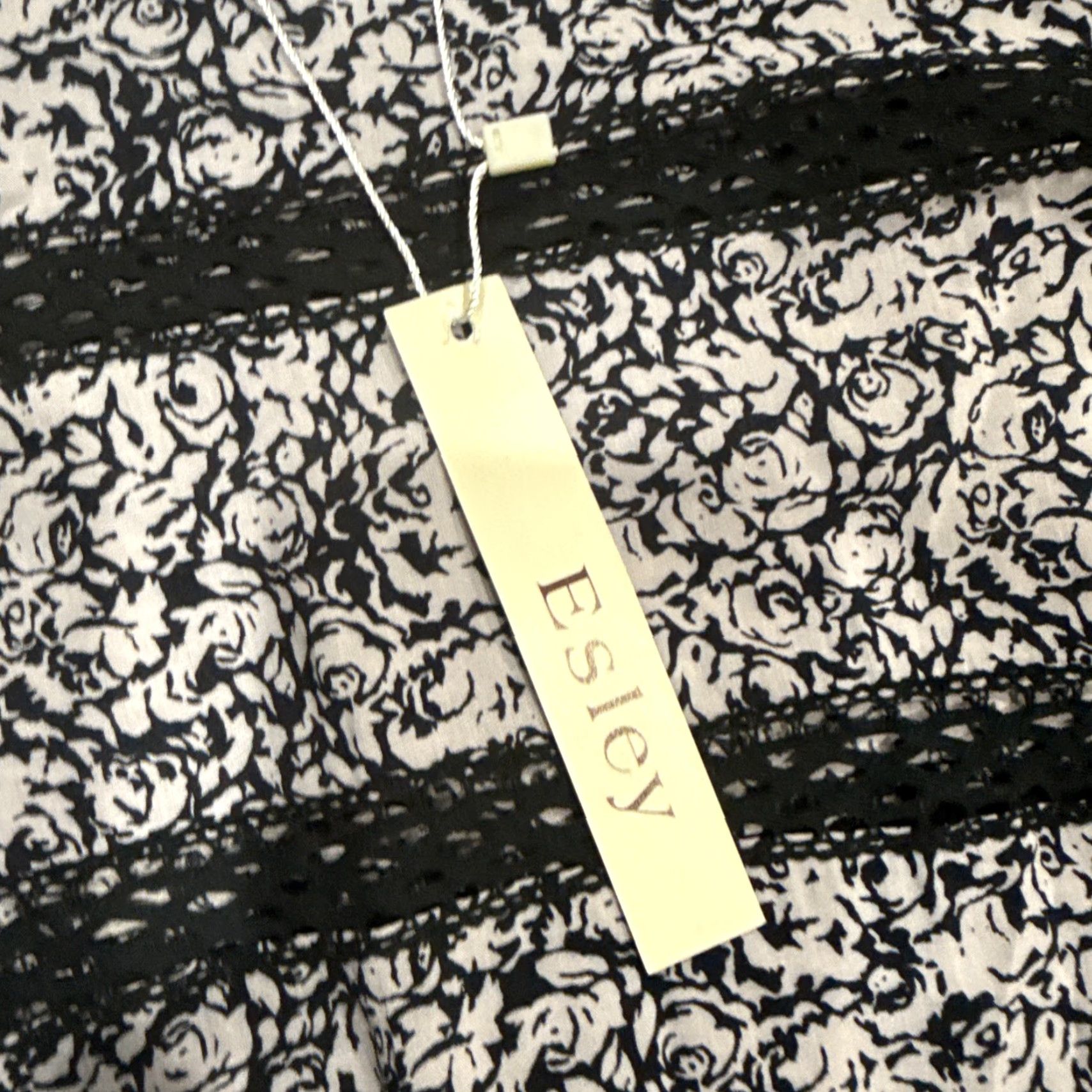J Brand Esley Dress Fit & Flare Black Tan Floral Lace Ruffle Sleeve Knee Length NWT Womens M Knit Sleeveless? Size M / US 6-8 / IT 42-44 - 3 Thumbnail