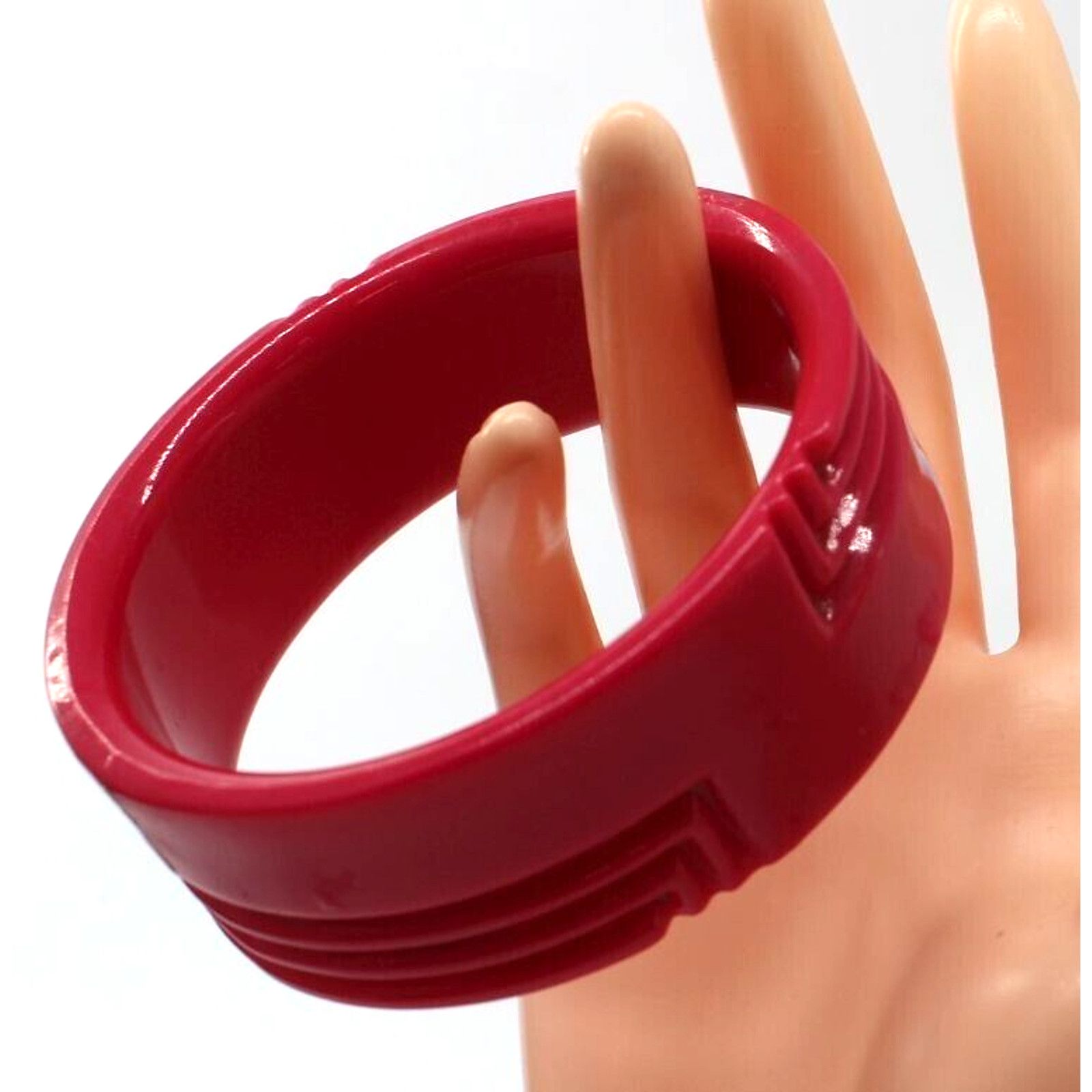 Other Vintage Red Acrylic Bracelet •Irregular Shape •Cuff •5" Wide Size ONE SIZE - 2 Thumbnail