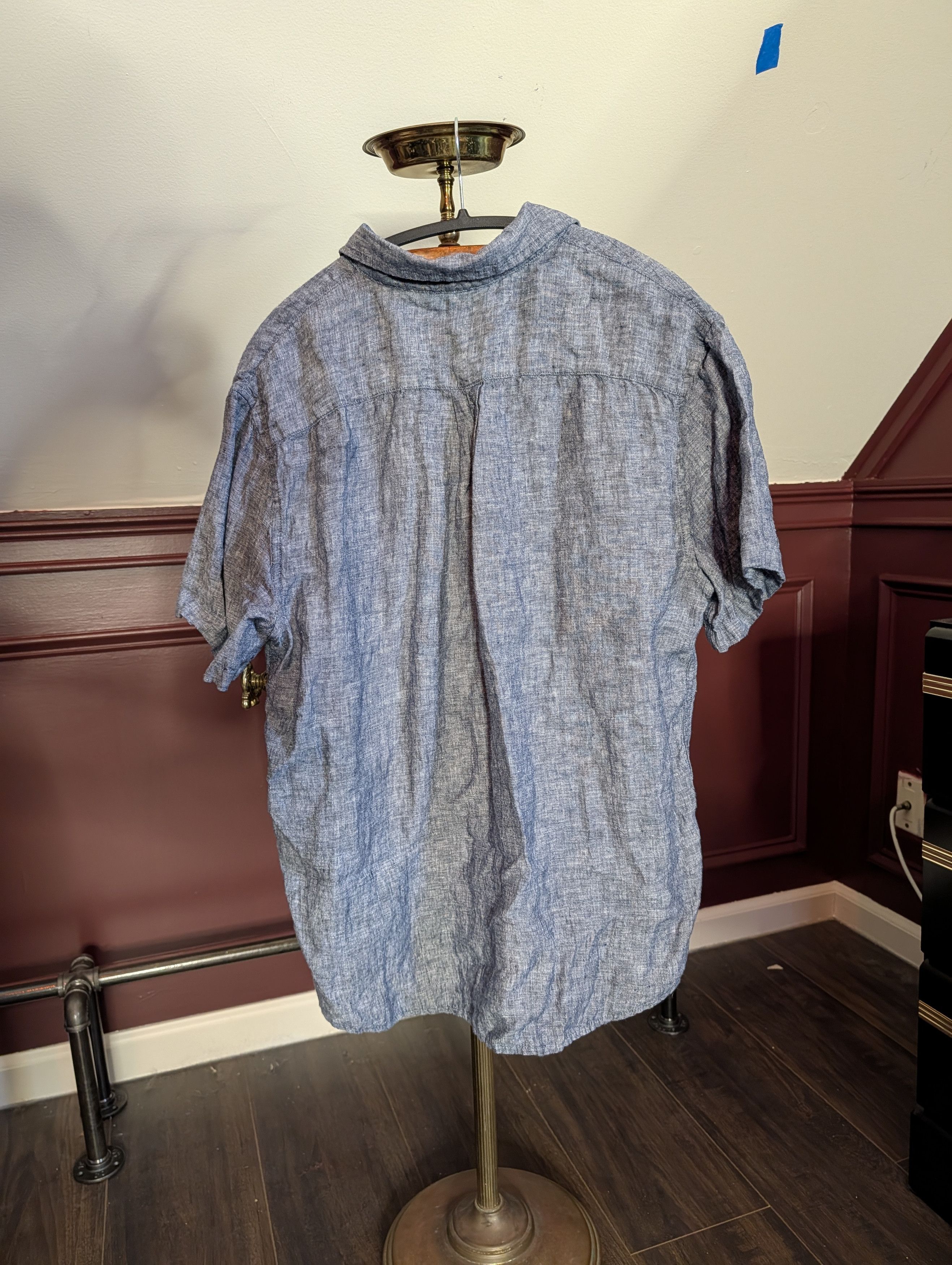 Panama Jack Pure linen gray/blue S/S button up shirt Size US L / EU 52-54 / 3 - 7 Thumbnail