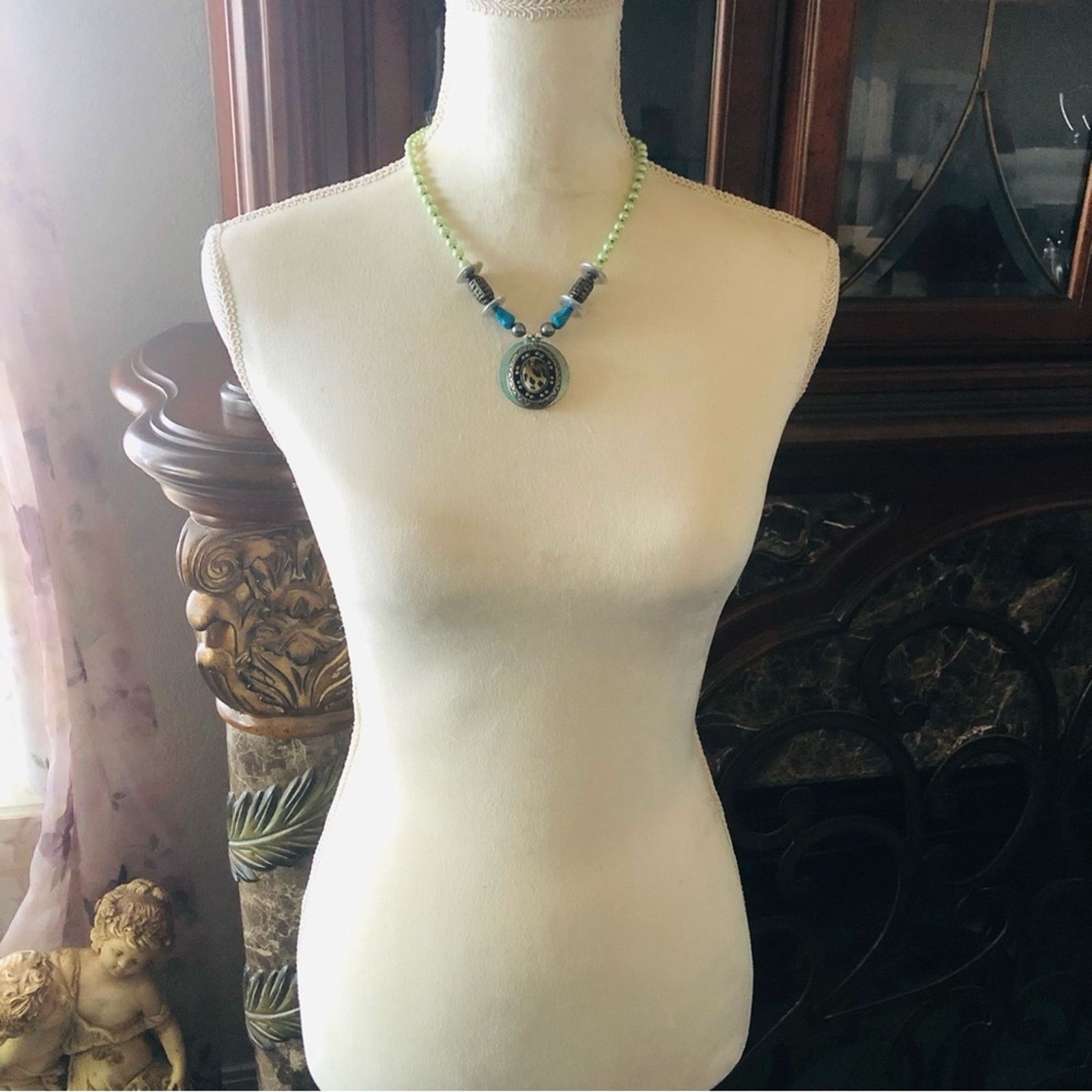 Handmade Handcrafted repurpose animal print ceramic Pearl necklace Size ONE SIZE - 6 Thumbnail