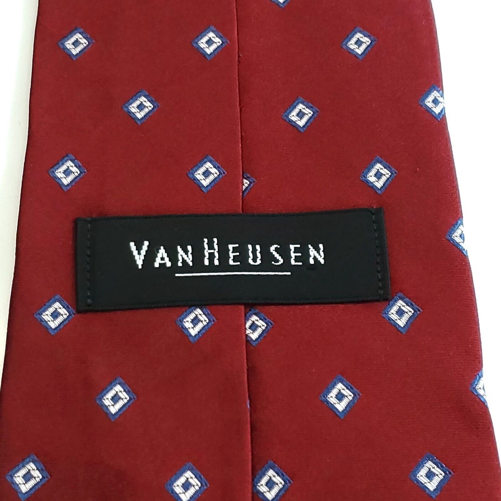 Van Heusen Van Heusen Red Geometric Woven Wide Silk Tie Size ONE SIZE - 3 Thumbnail
