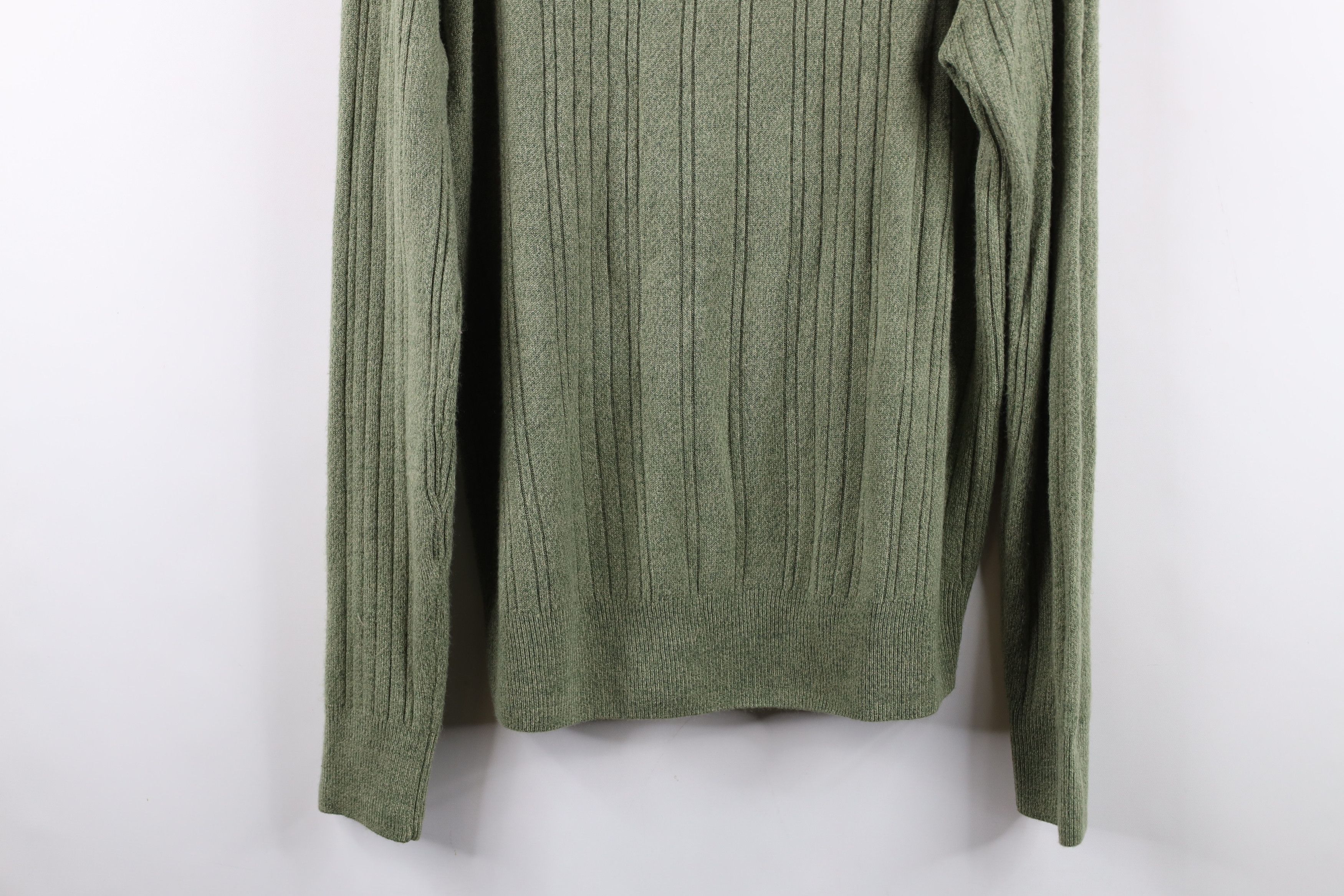 Vintage Vintage 90s Streetwear Cable Knit Collared Sweater Green Size US L / EU 52-54 / 3 - 12 Thumbnail