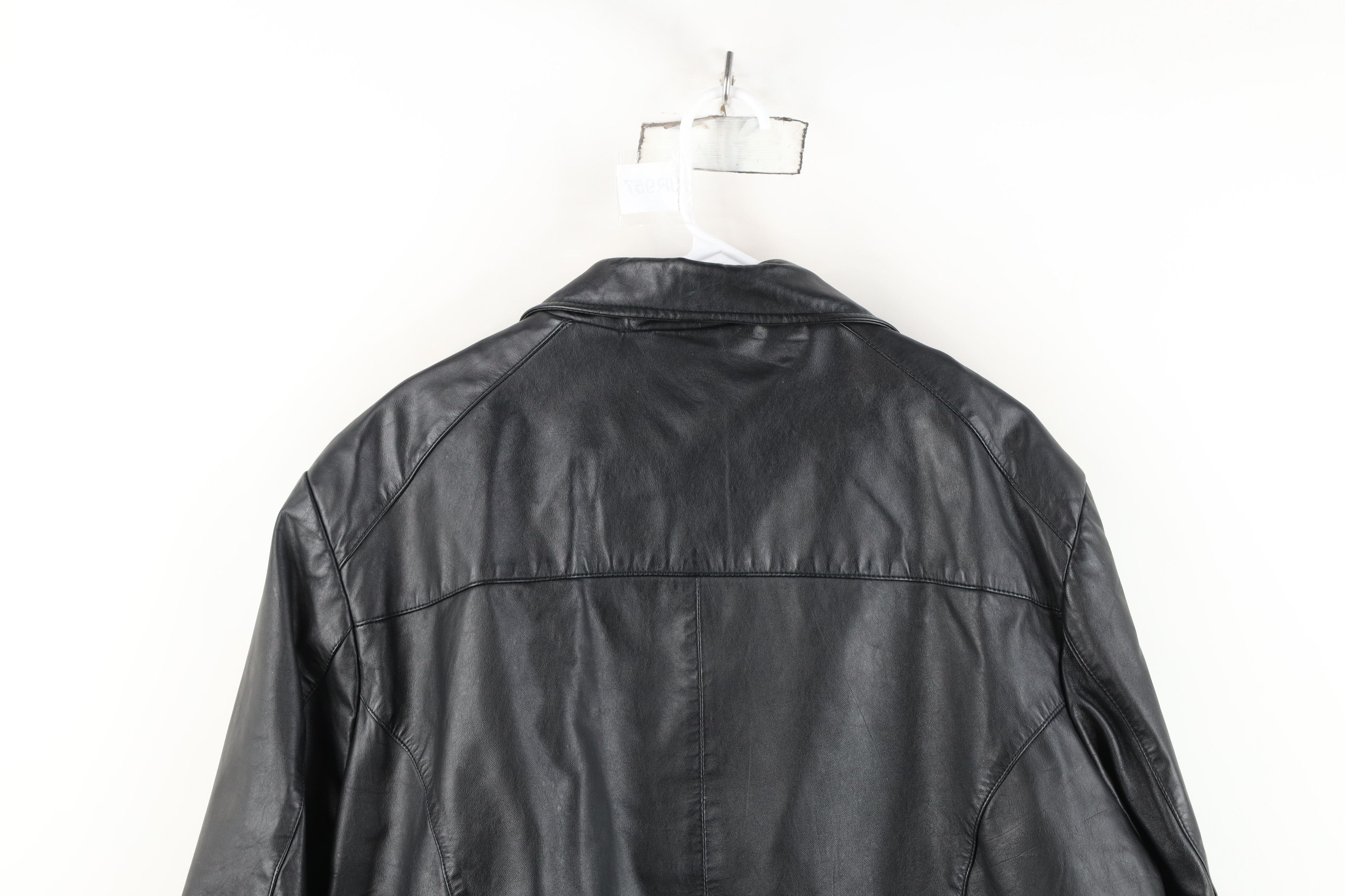 Vintage Vintage 70s Streetwear Button Leather Jacket Coat Black Size US XXL / EU 58 / 5 - 15 Thumbnail