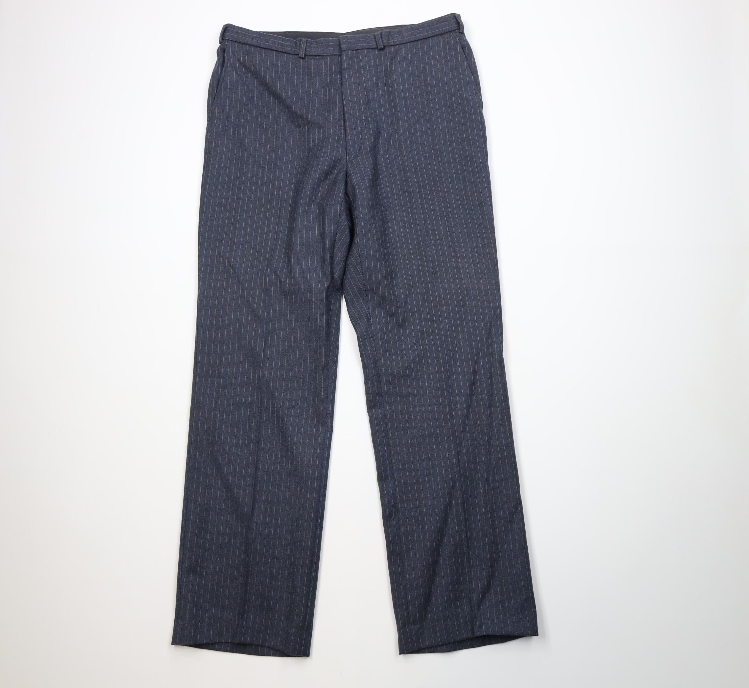 Vintage Vintage 70s Streetwear Wool Striped Wide Leg Chino Pants Size US 36 / EU 52 - 1 Thumbnail