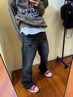 Japanese Brand Haseki x Kaoda Black Raw Waist Flared Jeans Size US 32 / EU 48 - 5 Thumbnail
