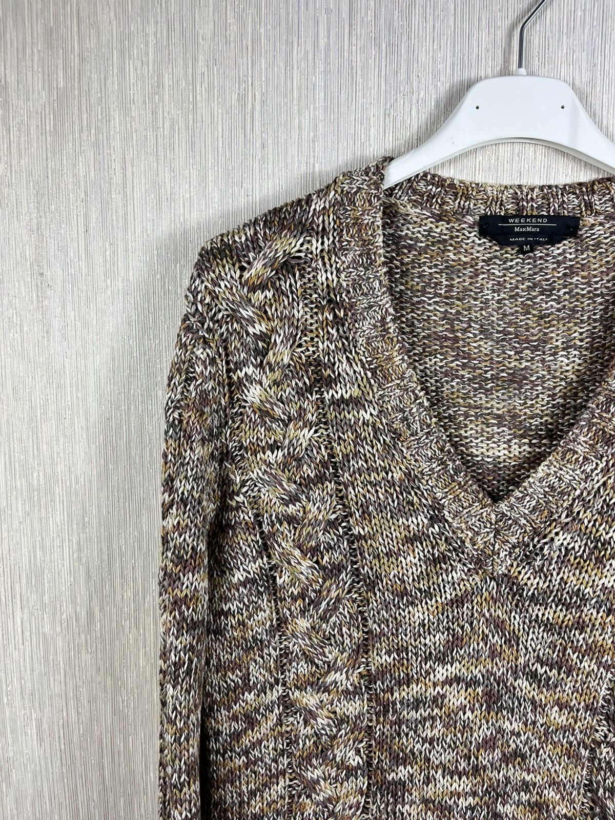 Designer × Max Mara × Weekend Max Mara Max Mara Weekend knitted sweater v-neck cozy patterned Size M / US 6-8 / IT 42-44 - 4 Thumbnail