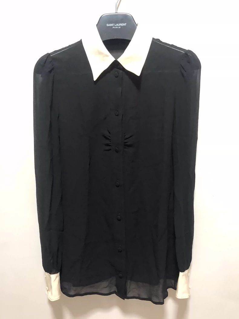 Saint Laurent Paris saint Laurent paris15SS Black & White Sword Collar Mulberr Size XXS / US 00 / IT 34 - 1 Thumbnail