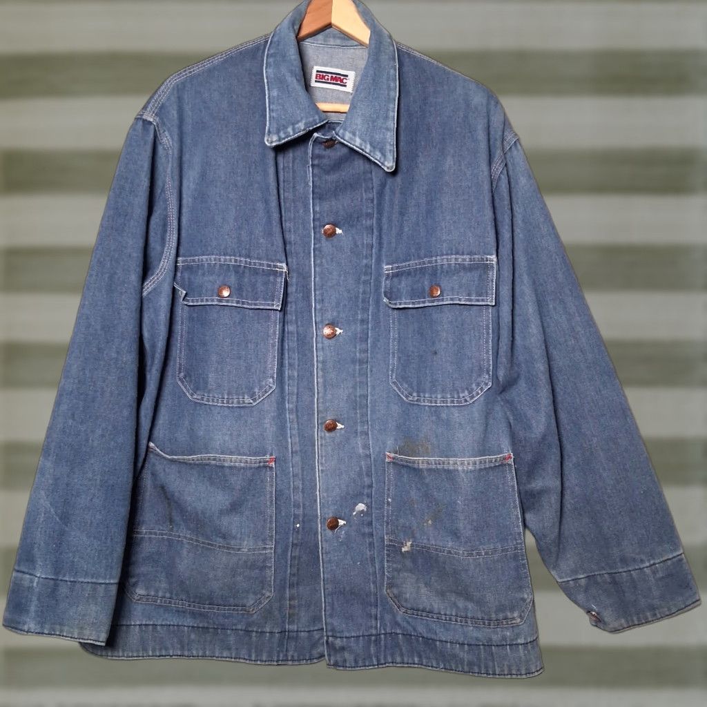 Vintage VINTAGE Big Mac Denim Jean Jacket Blue Chore Barn Work Workwear Utility READ Jacket Men L Blue Denim Casual Workwear fall spring winter 90s? Size US 33 - 1 Thumbnail