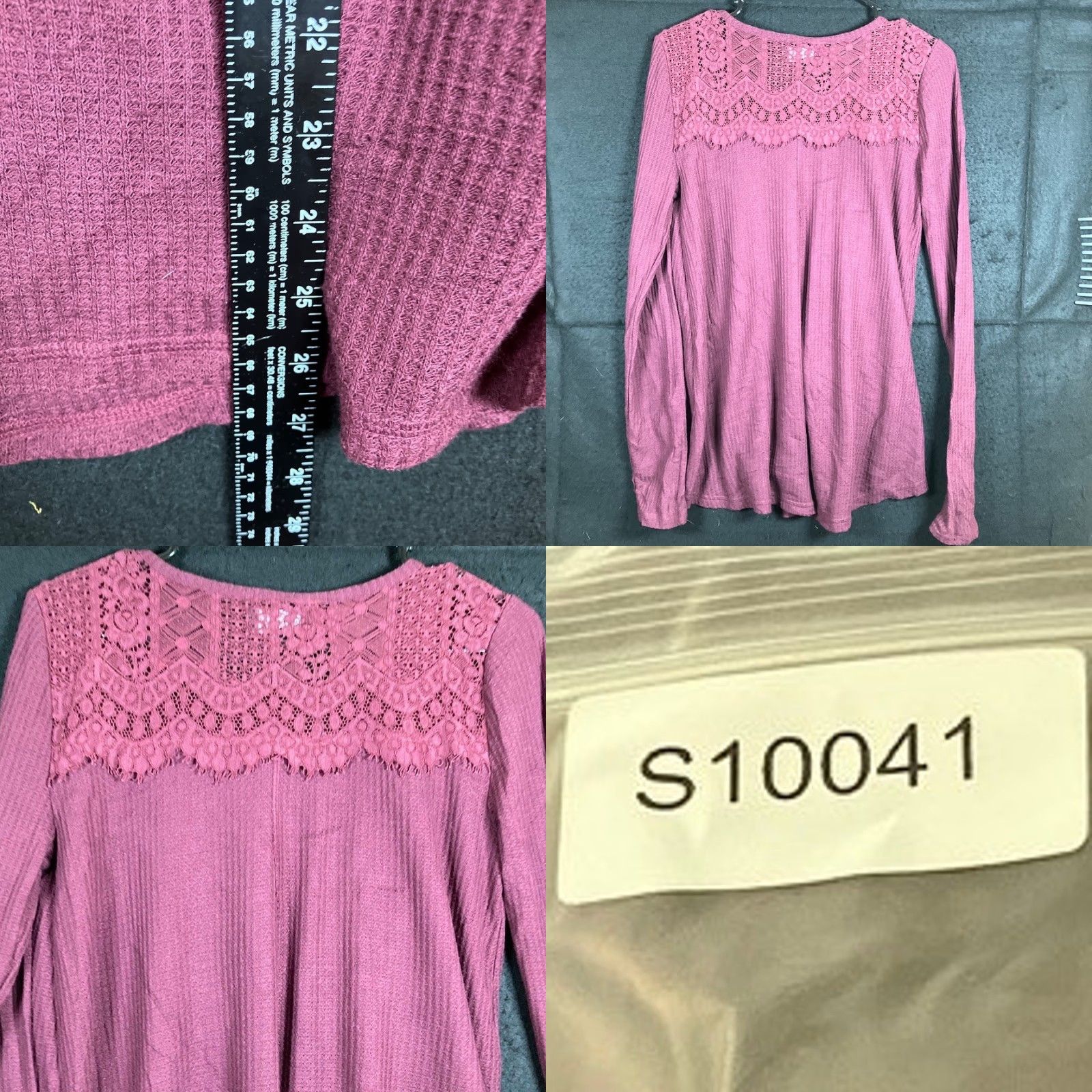 Lucky Brand Lucky Brand Blouse Burgundy Crew Neck Long Sleeve Small Women’s Shirt"} Size S / US 4 / IT 40 - 8 Thumbnail
