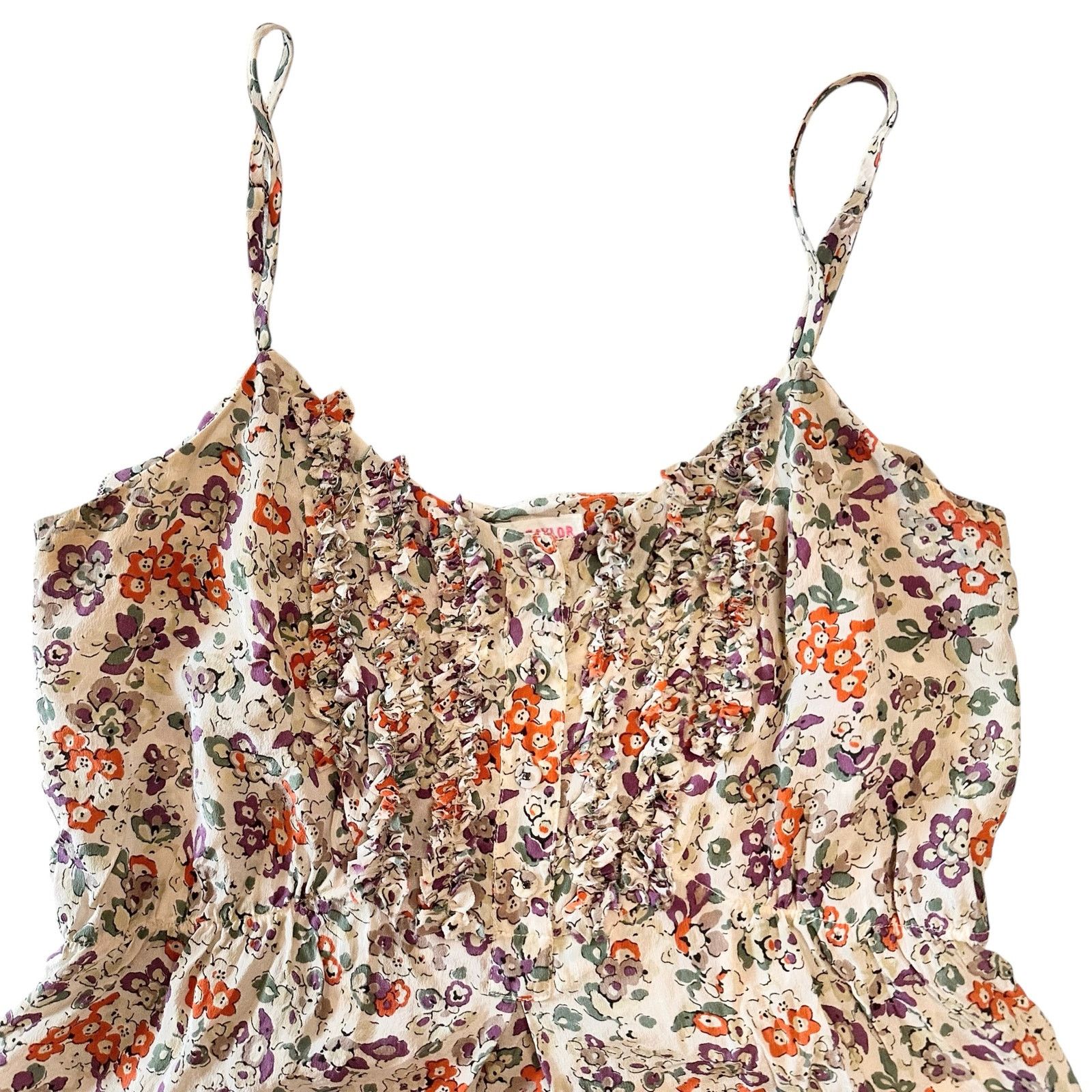 Rebecca Taylor Rebecca Taylor Floral Silk Peplum Ruffle Front Cami Y2K 4 Size S / US 4 / IT 40 - 4 Thumbnail