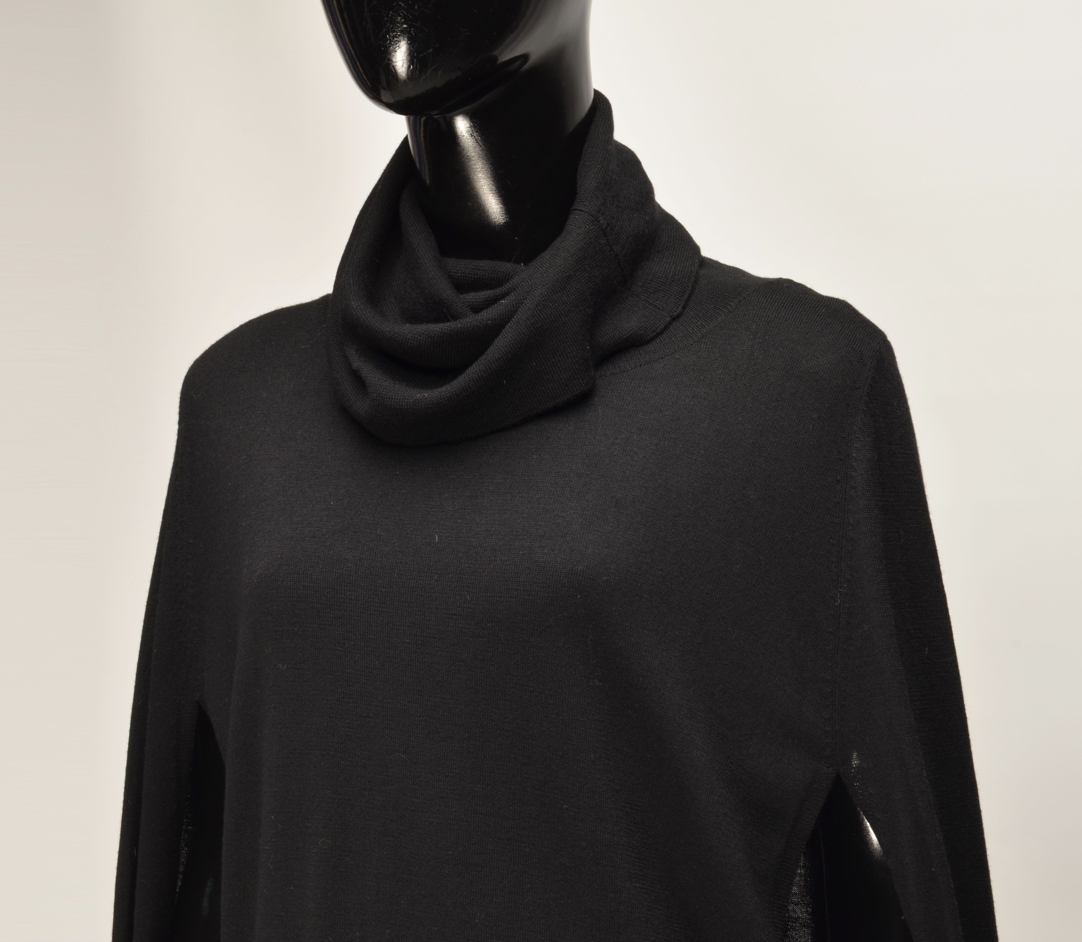 DKNY DKNY Black Merino Wool Turtleneck Cape Sweater Poncho Top Size M / US 6-8 / IT 42-44 - 2 Thumbnail
