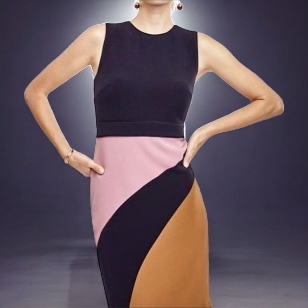Ann Taylor Ann Taylor Midnight Navy Color Block Sleeveless Sheath 0 Size XS / US 0-2 / IT 36-38 - 2 Thumbnail
