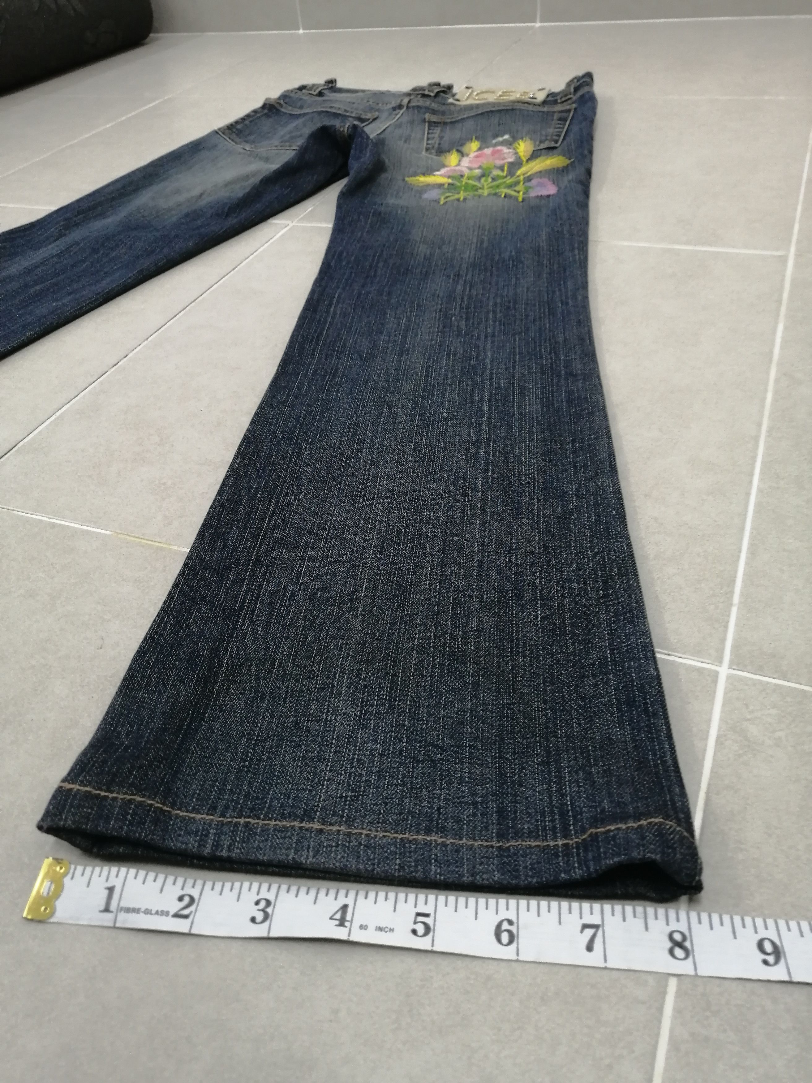 Iceberg Rare Vtg ICEBERG with diamond patch & flower embroidered Size US 28 / EU 44 - 7 Thumbnail