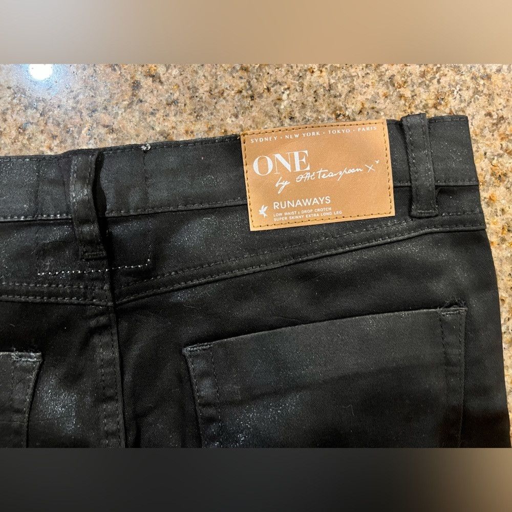 One Teaspoon One Teaspoon Wet Look Runaways Jeans NWT Size 29 Black Coat Size 29" - 9 Thumbnail