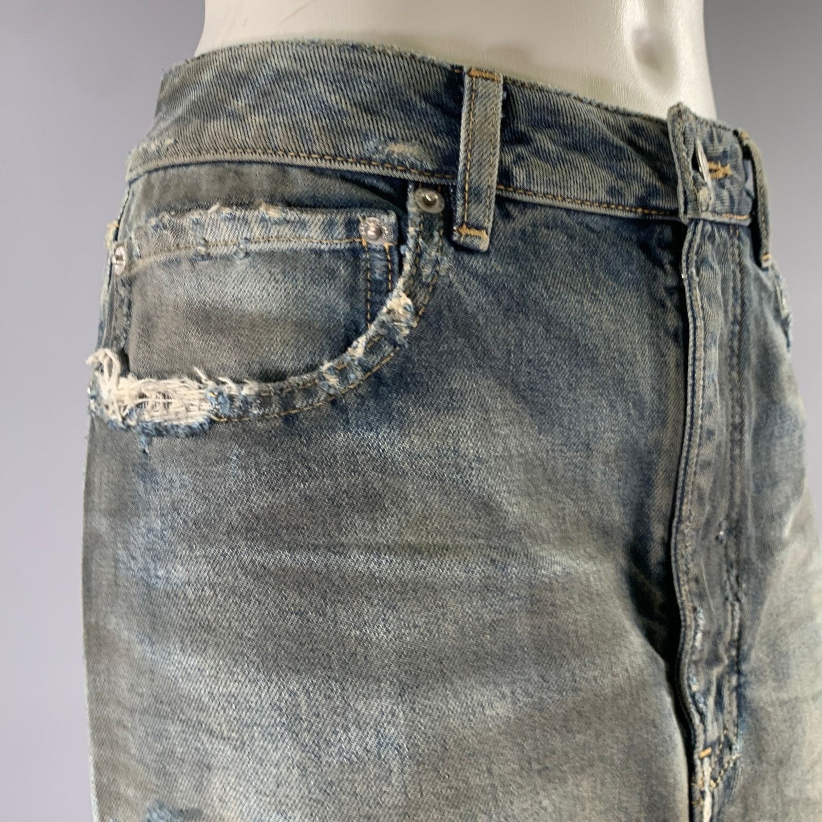 Balenciaga BALENCIAGA Size 2 Blue Mud Wash Cotton Denim Maxi Skirt Size 26" / US 2 / IT 38 - 8 Thumbnail
