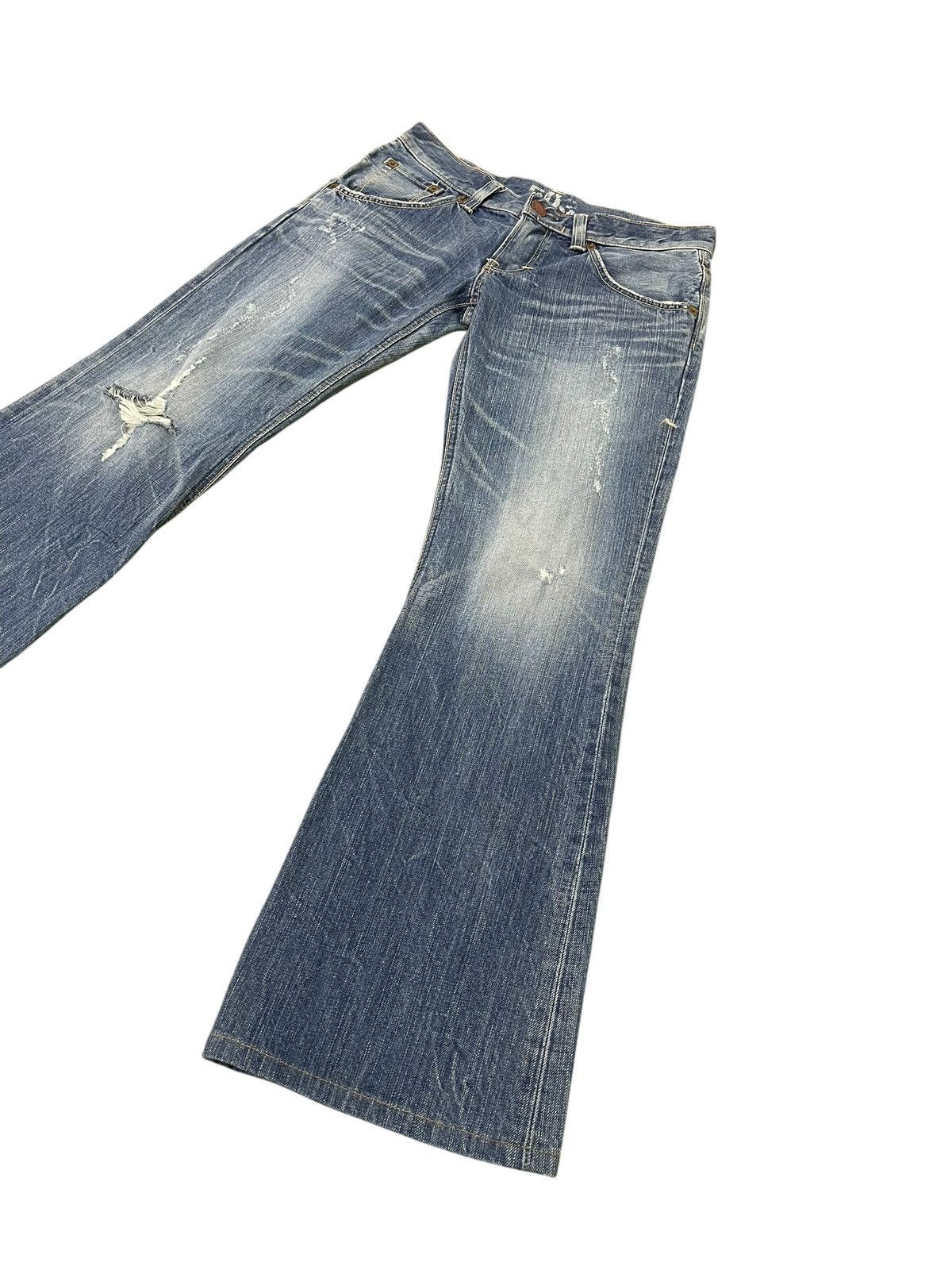 If Six Was Nine Flare Jeans Edwin Japan Distress Low Rise Boot Cut 2🟦0 Size US 30 / EU 46 - 3 Thumbnail
