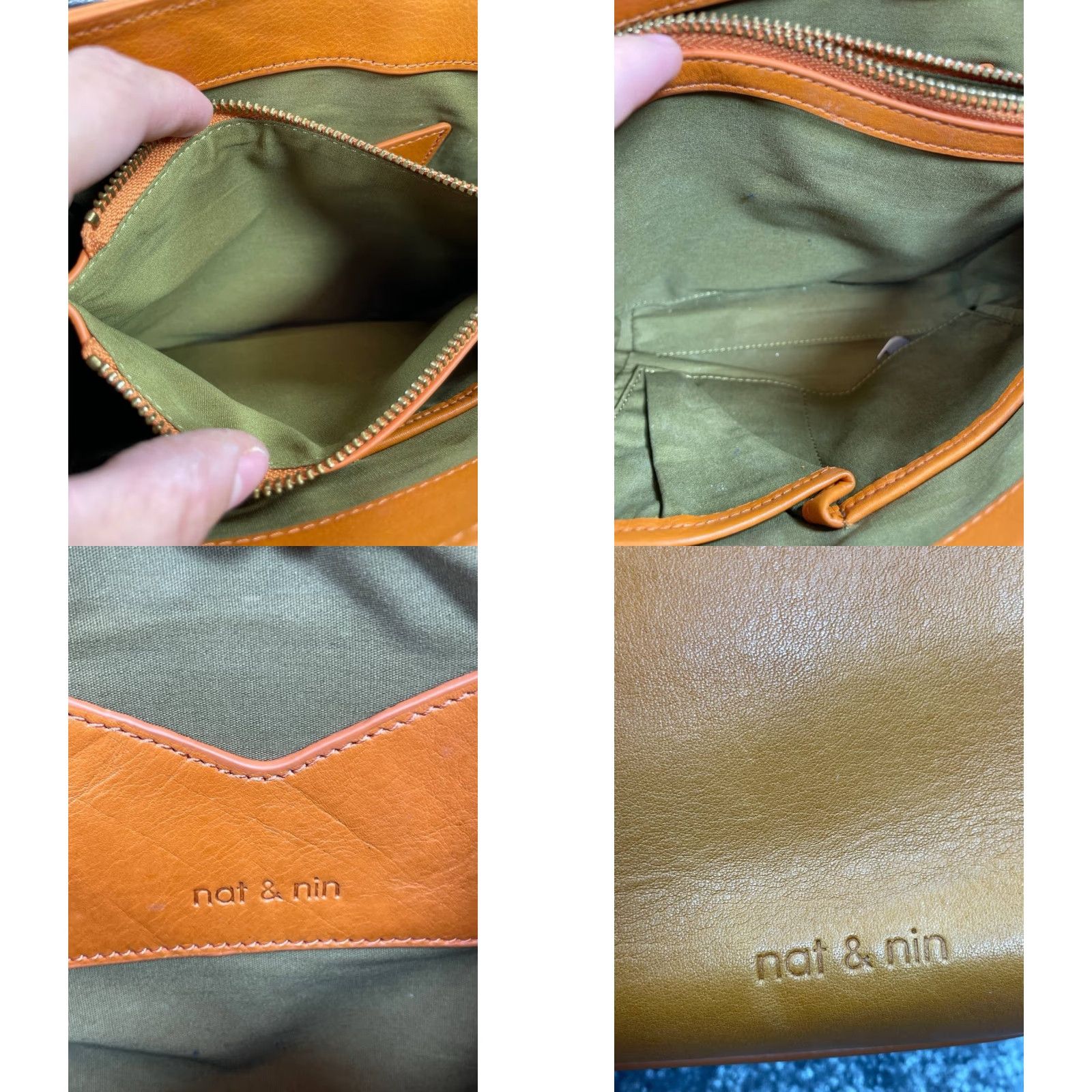 Vintage VINTAGE Nat & Nin Leather Crossbody Bag Womens Medium Brown Zipper Square Casual Size ONE SIZE - 8 Thumbnail
