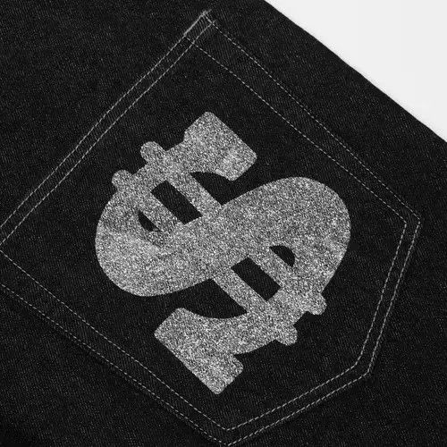 Other Dollar Graphic Painted Black Denim Jeans Size US 30 / EU 46 - 4 Thumbnail