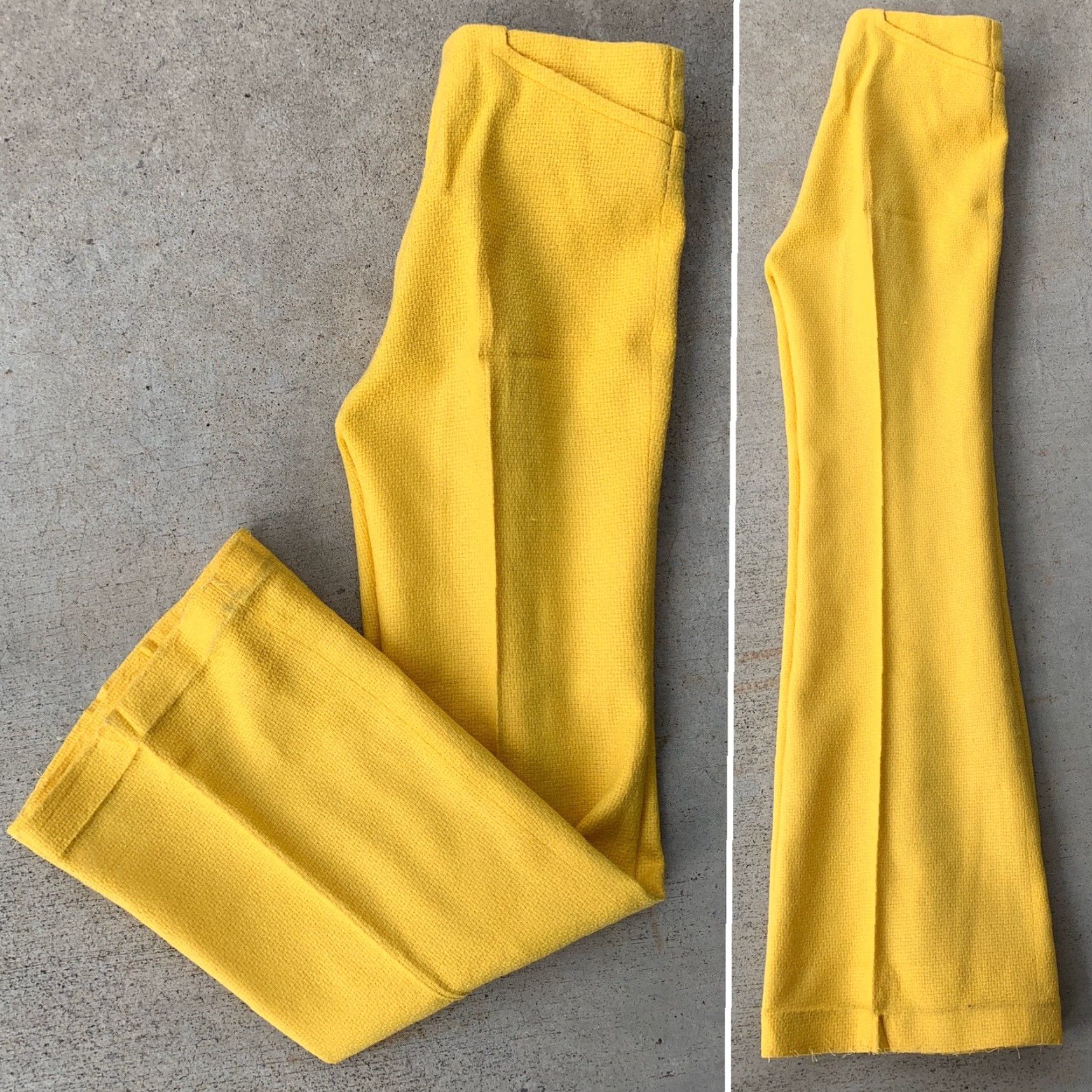 Bell VINTAGE Bronson Of California Button Fly Hip Hugger Bell Bottom Pants 1960s 27.5 in Waist 13 3/4” Hip 17 1/2” Inseam 27 3/8” Yellow Womens/Boys? Size 28" / US 6 / IT 42 - 3 Thumbnail