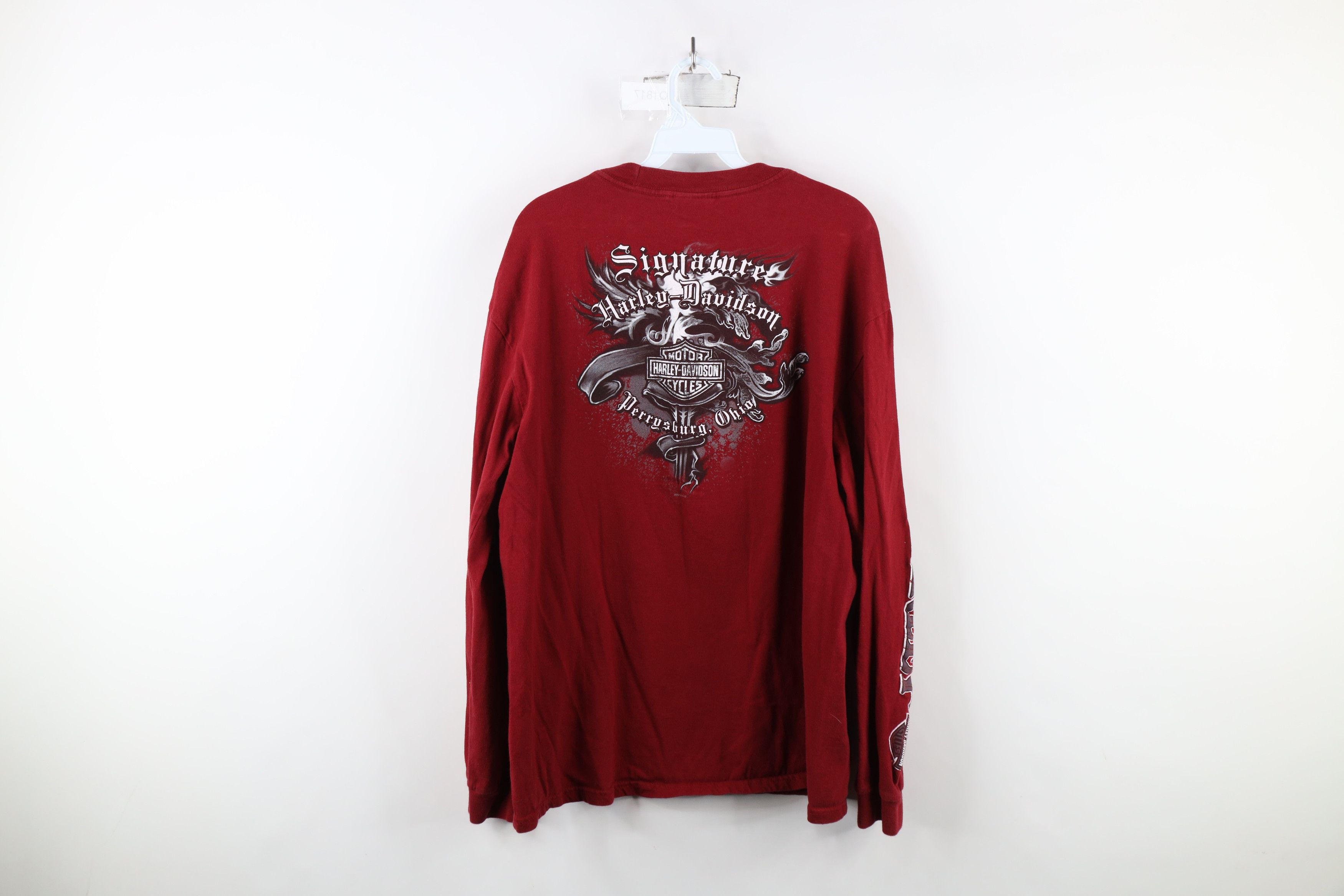 Harley Davidson Vintage Y2K Harley Davidson Spell Long Sleeve T-Shirt Red Size US XL / EU 56 / 4 - 12 Thumbnail