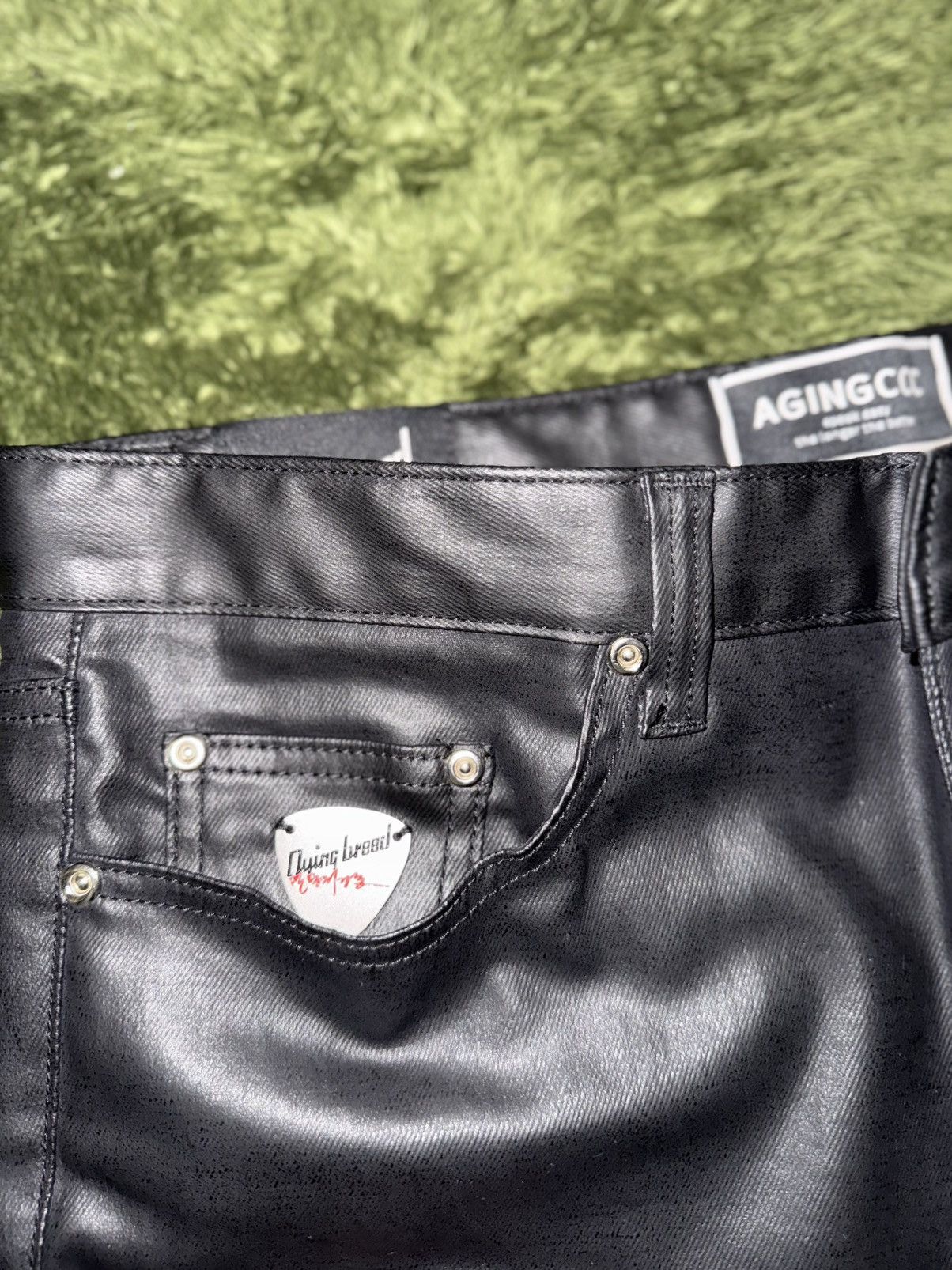 Japanese Brand [3] Dying Breed X AgingCCC Peak Logo Coated Jeans Black Size US 32 / EU 48 - 3 Thumbnail