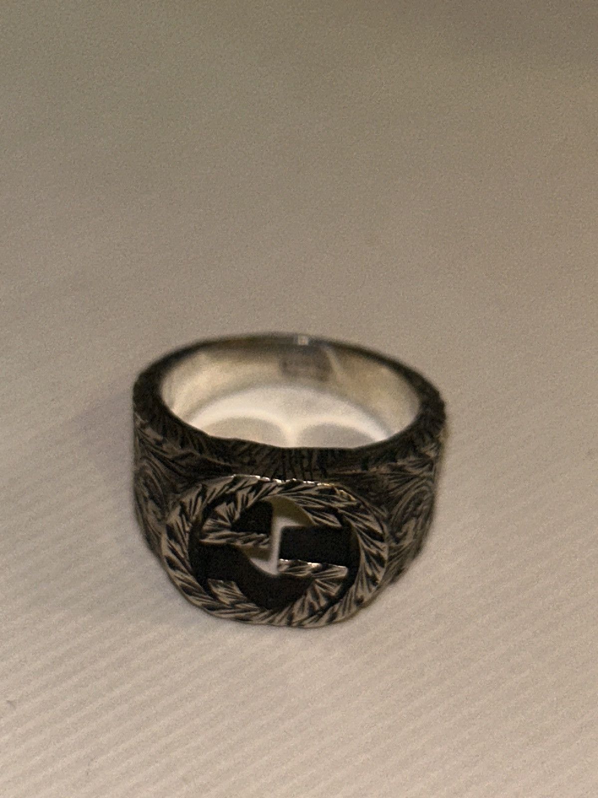 Gucci Gucci GG Logo Sterling Silver 925 Ring Unisex 445302 Size ONE SIZE - 6 Thumbnail