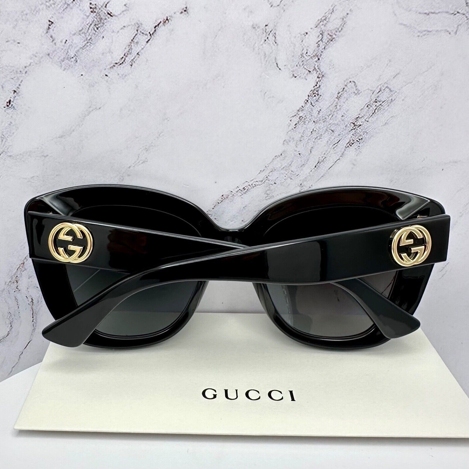 Gucci New Gucci Sunglasses Black Cat Eye Gold GG Metal Logo Size ONE SIZE - 8 Thumbnail