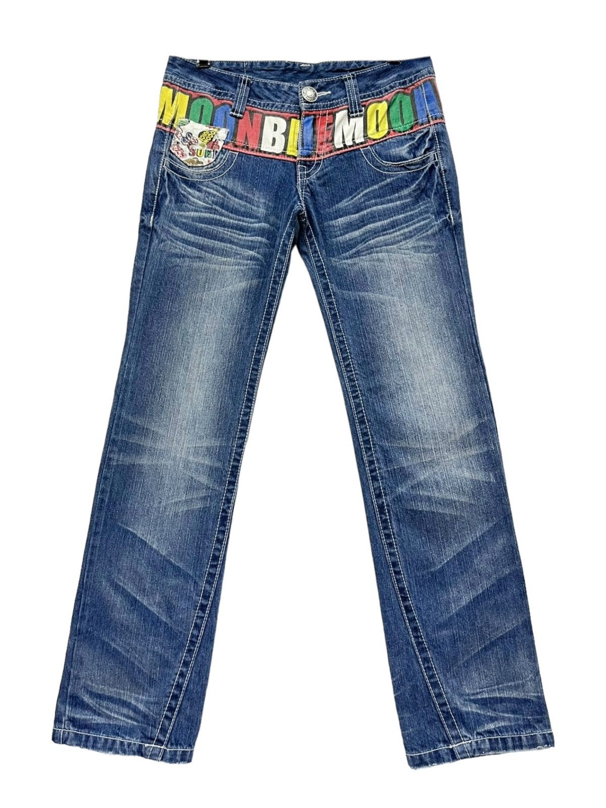 Moonstar DOPE💥 90’s Japanese Surf Brand Rainbow Spellout Waist Jeans Size US 30 / EU 46 - 4 Thumbnail