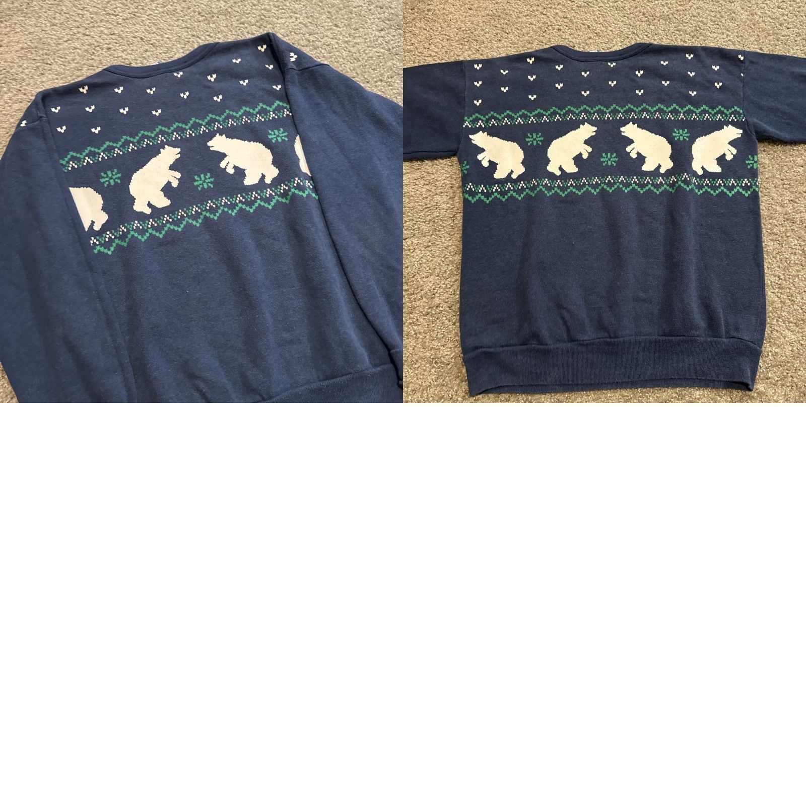 Tultex VINTAGE 80s Christmas Polar Bear Navy Tultex Crewneck Sweatshirt Large Unisex Adults M Blue Pullover Sweatshirt Size US M / EU 48-50 / 2 - 8 Thumbnail