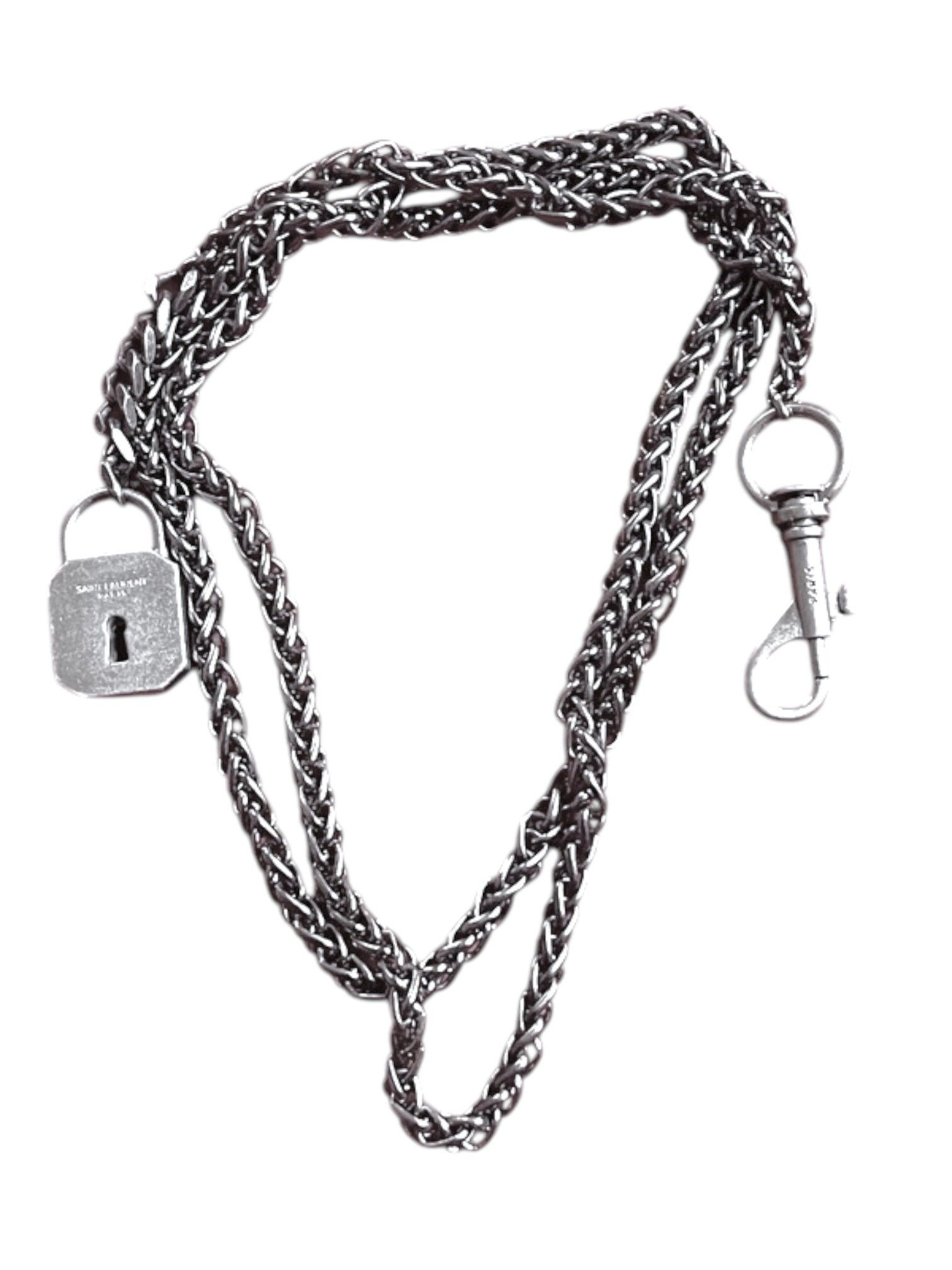 Saint Laurent Paris Saint Laurent Triple Chain Lock Necklace, Hedi Slimane Era Size ONE SIZE - 2 Thumbnail