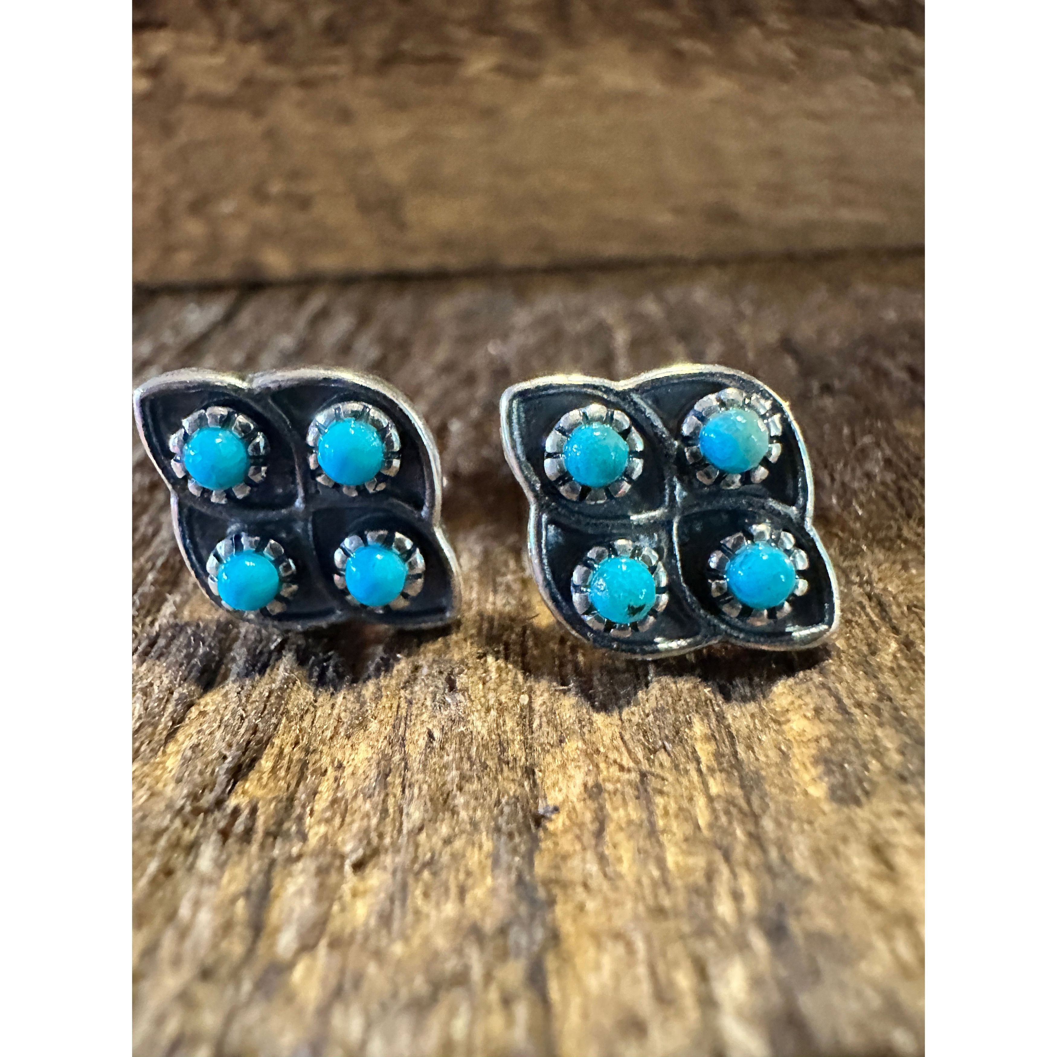 Other Navajo Lucia Turquoise Sterling Silver Stud Earrings - Handc Size ONE SIZE - 3 Thumbnail